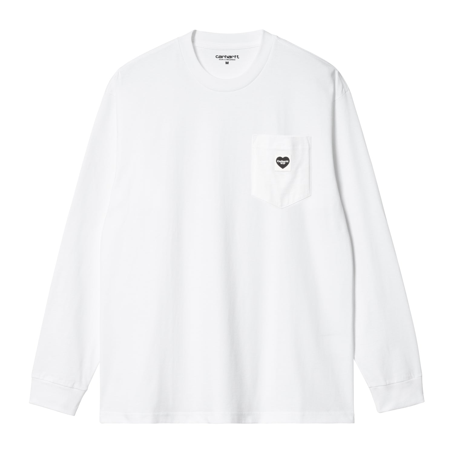 L/S POCKET HEART T-SHIRT - White / Black