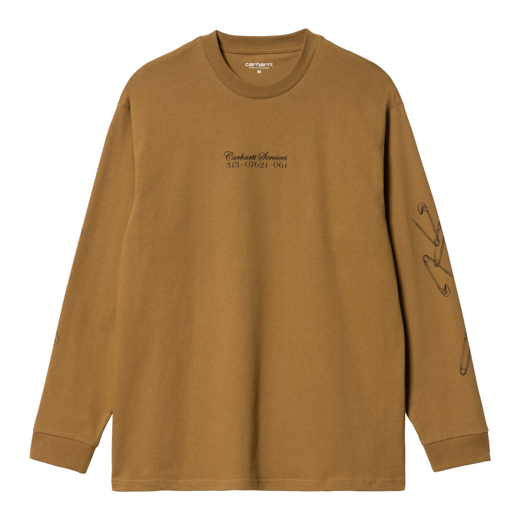 L/S SAFETY PIN T-SHIRT - Hamilton Brown / Black