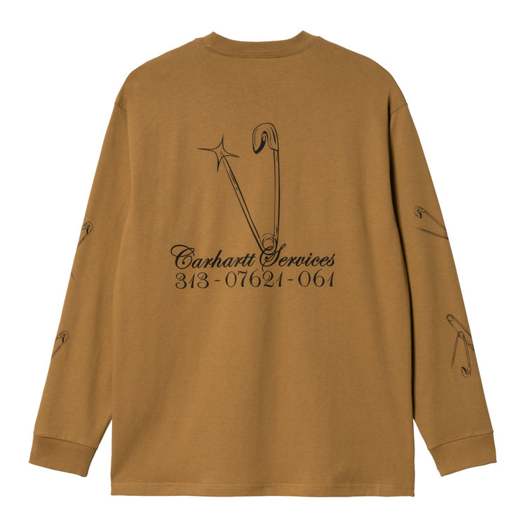 L/S SAFETY PIN T-SHIRT - Hamilton Brown / Black