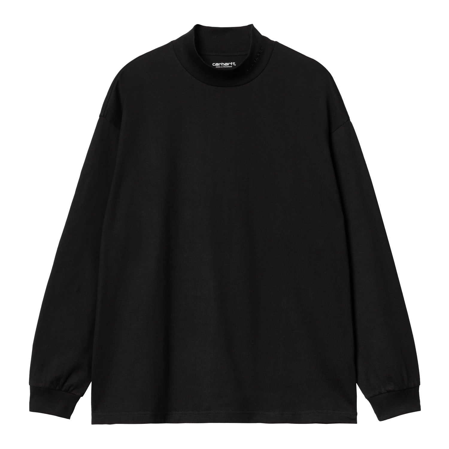 L/S SCRIPT MOCKNECK T-SHIRT - Black