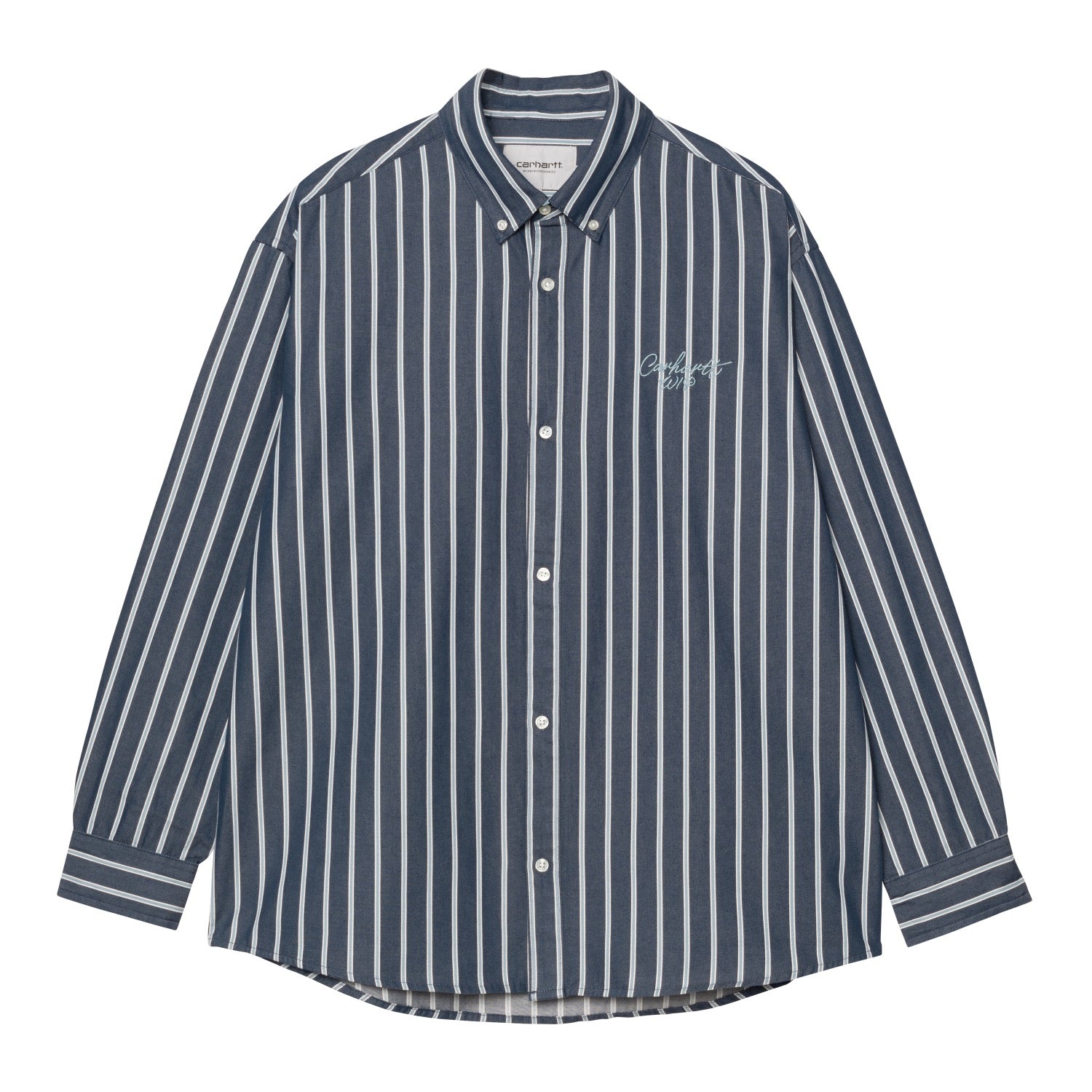 L/S SIGNATURE SHIRT - Betz Stripe, Air Force Blue / Dusty Ice (stone washed)