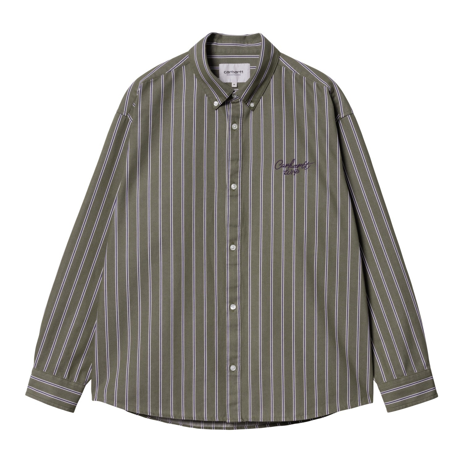 L/S SIGNATURE SHIRT - Betz Stripe, Office Green / Aura (stone washed)