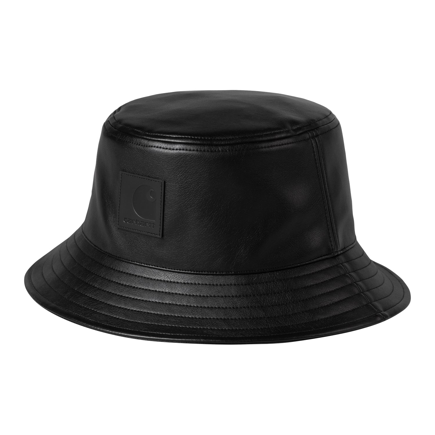 LEATHER BUCKET HAT - Black