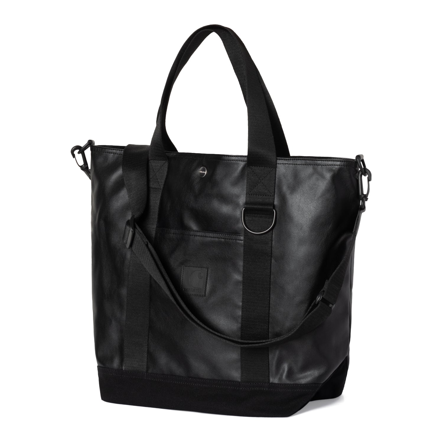 LEATHER CANVAS TOTE - Black