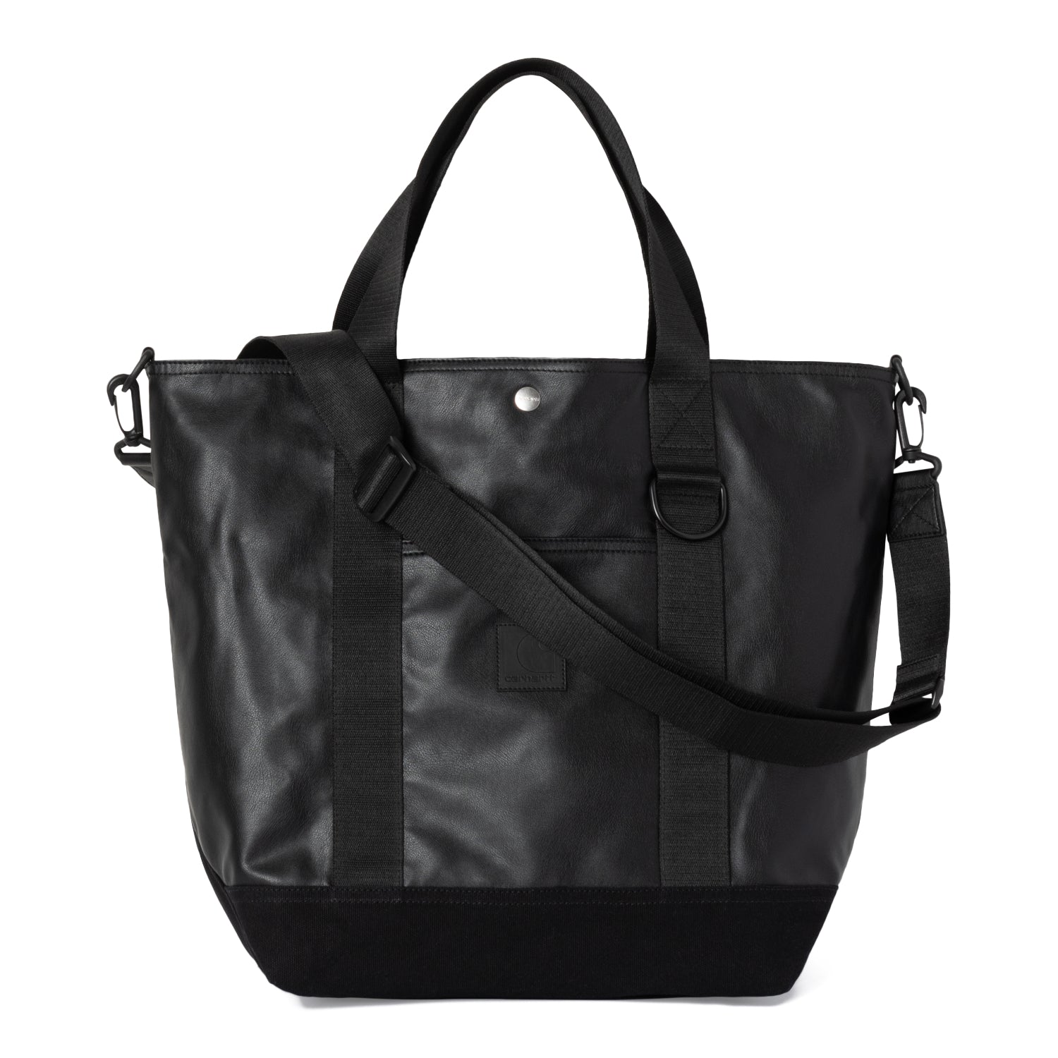 LEATHER CANVAS TOTE - Black