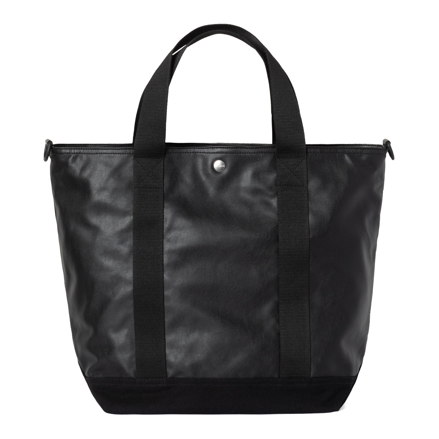 LEATHER CANVAS TOTE - Black