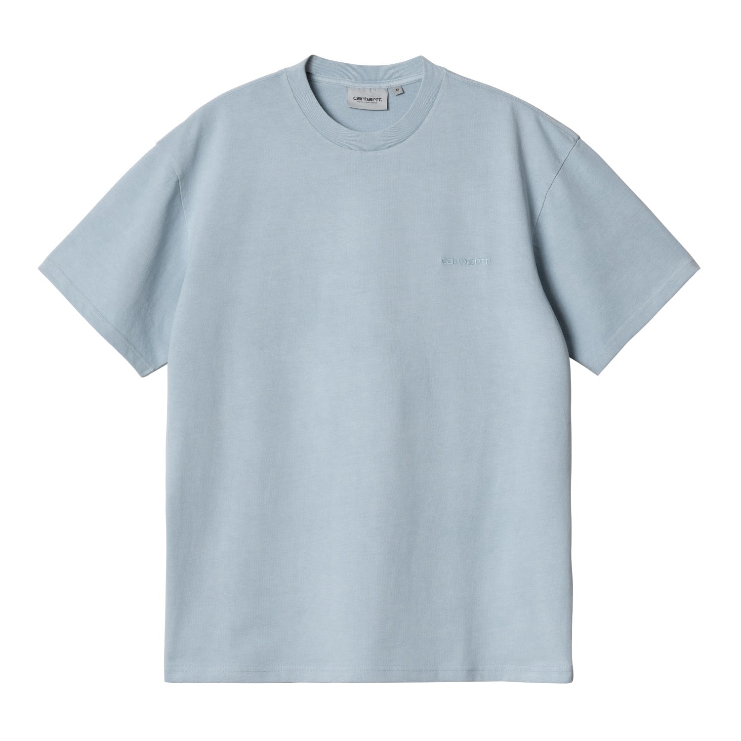 S/S DUSTER SCRIPT T-SHIRT - Misty Sky (garment dyed)