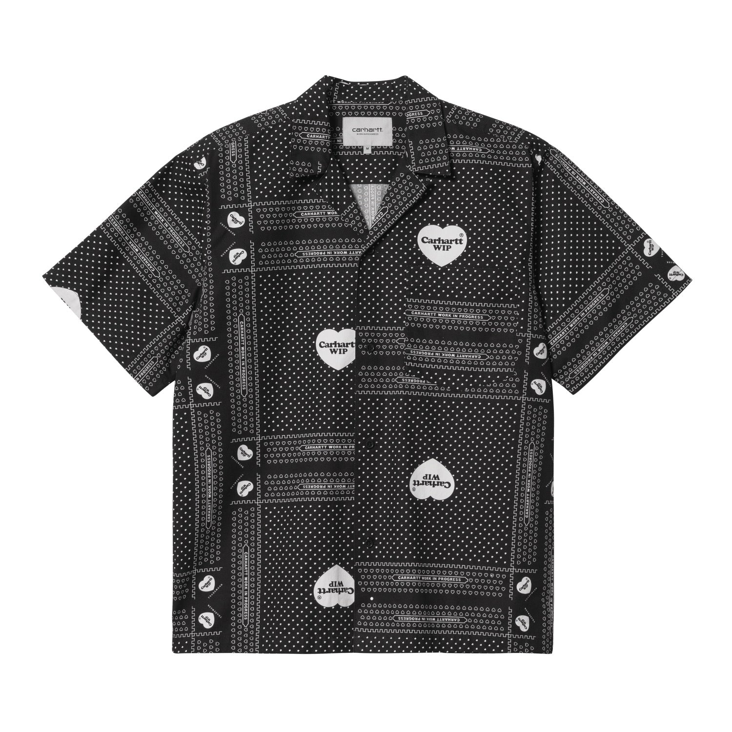 S/S HEART BANDANA SHIRT - Heart Bandana AOP, Black