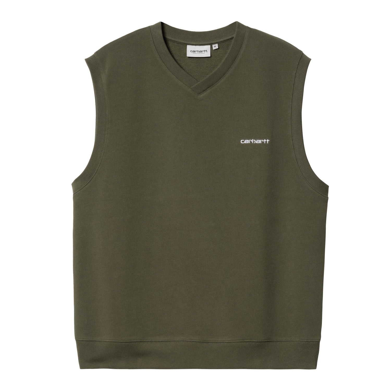 SCRIPT V-NECK VEST SWEATSHIRT - Office Green / White