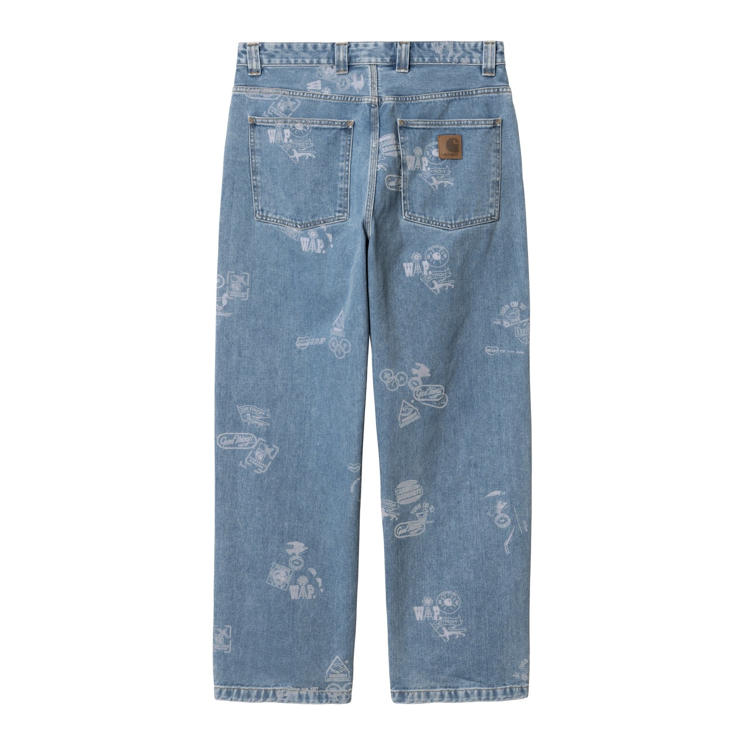 STAMP PANT - Stamp Print Blue (bleached)