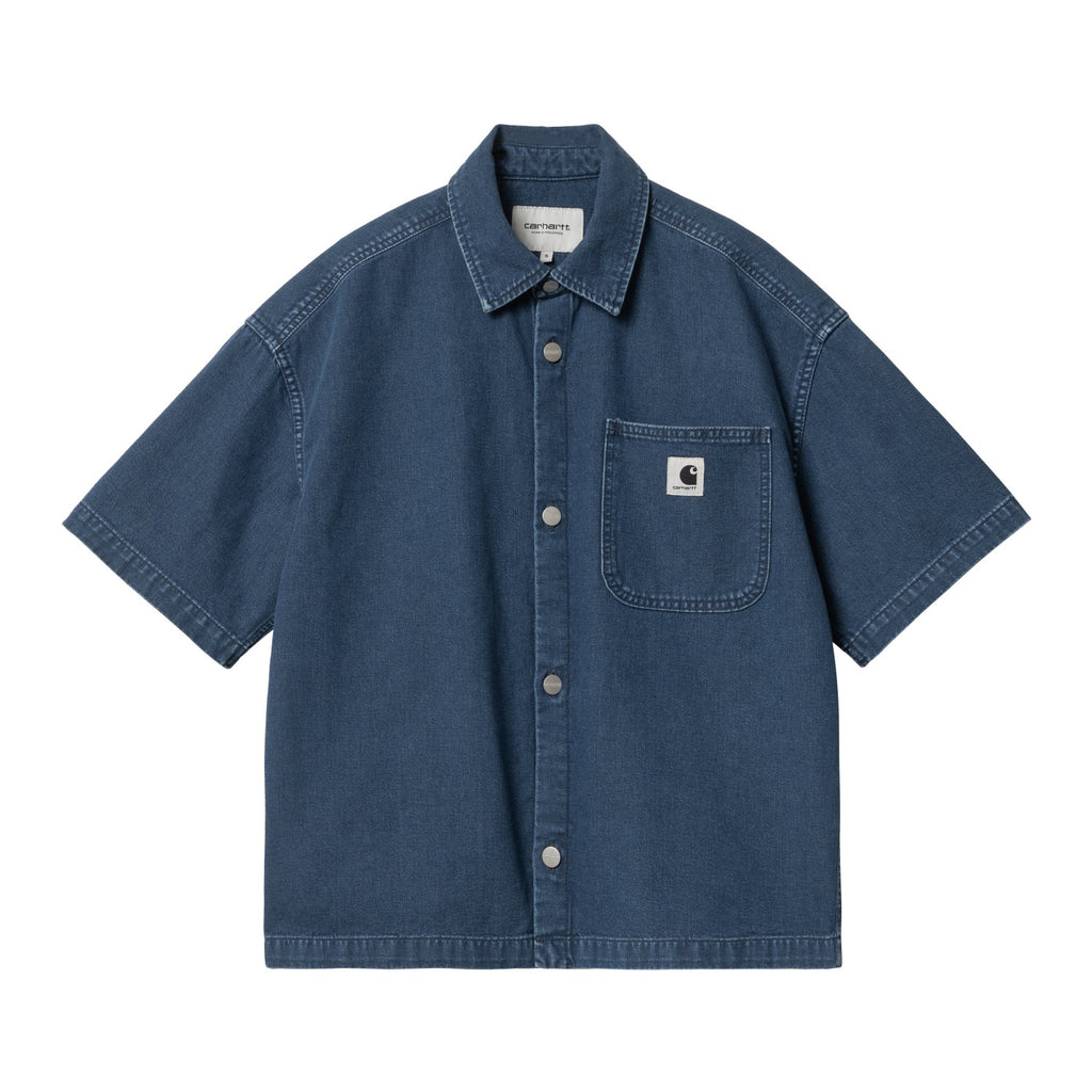 W' S/S LOVILIA SHIRT - Blue (Blue heavy stone wash )