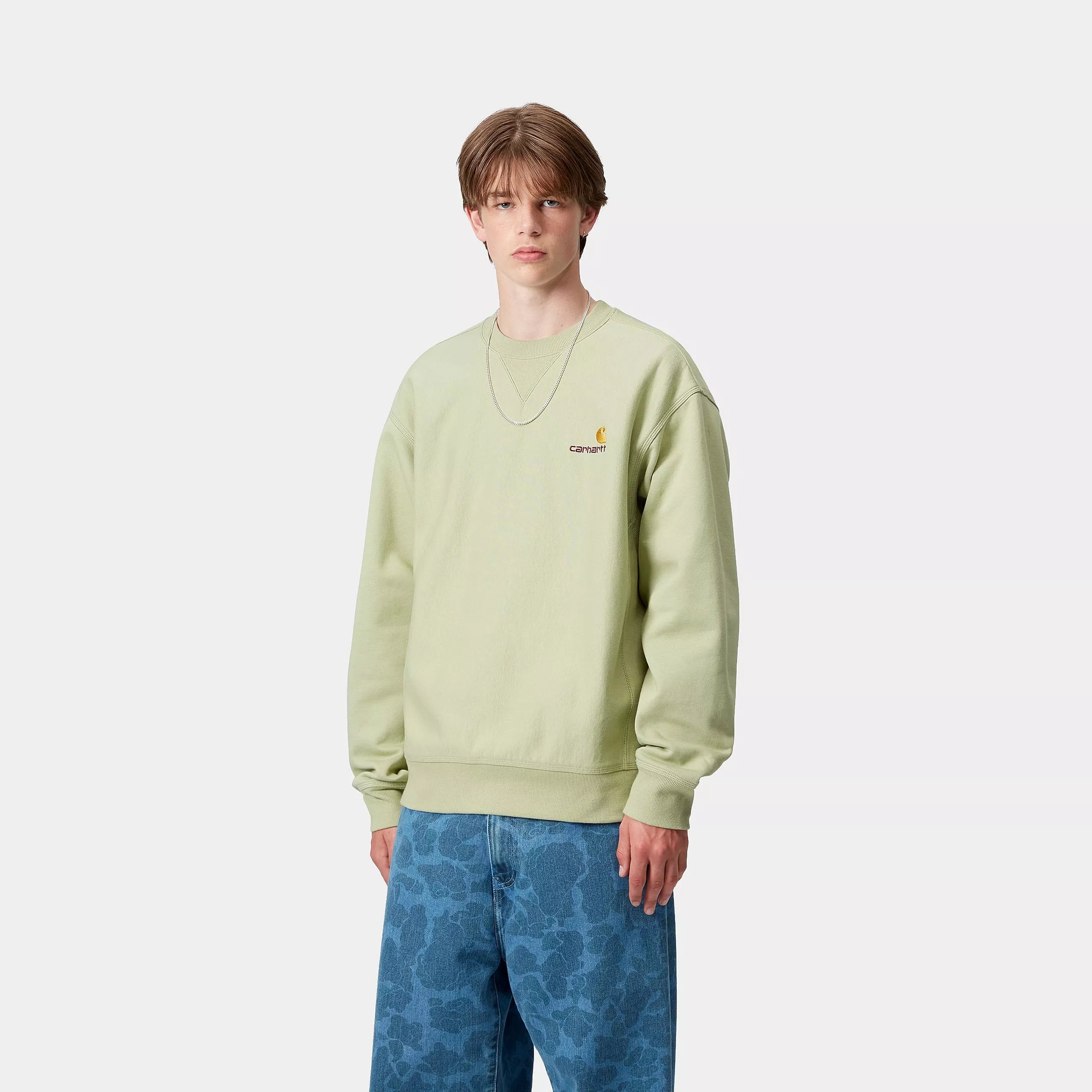 AMERICAN SCRIPT SWEAT - Pale Olive