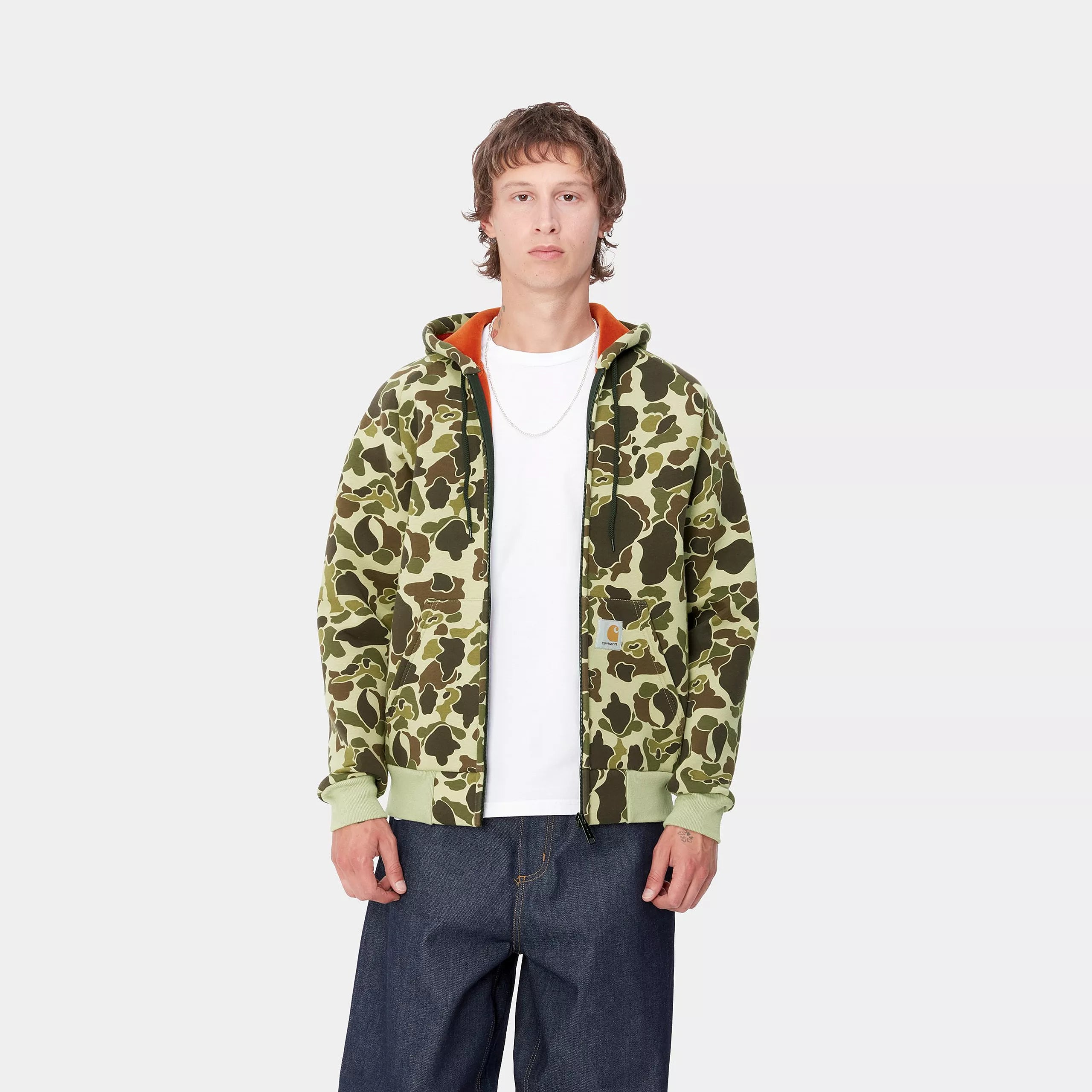 CAR-LUX HOODED JACKET - Camo Duck, Green / Turmeric