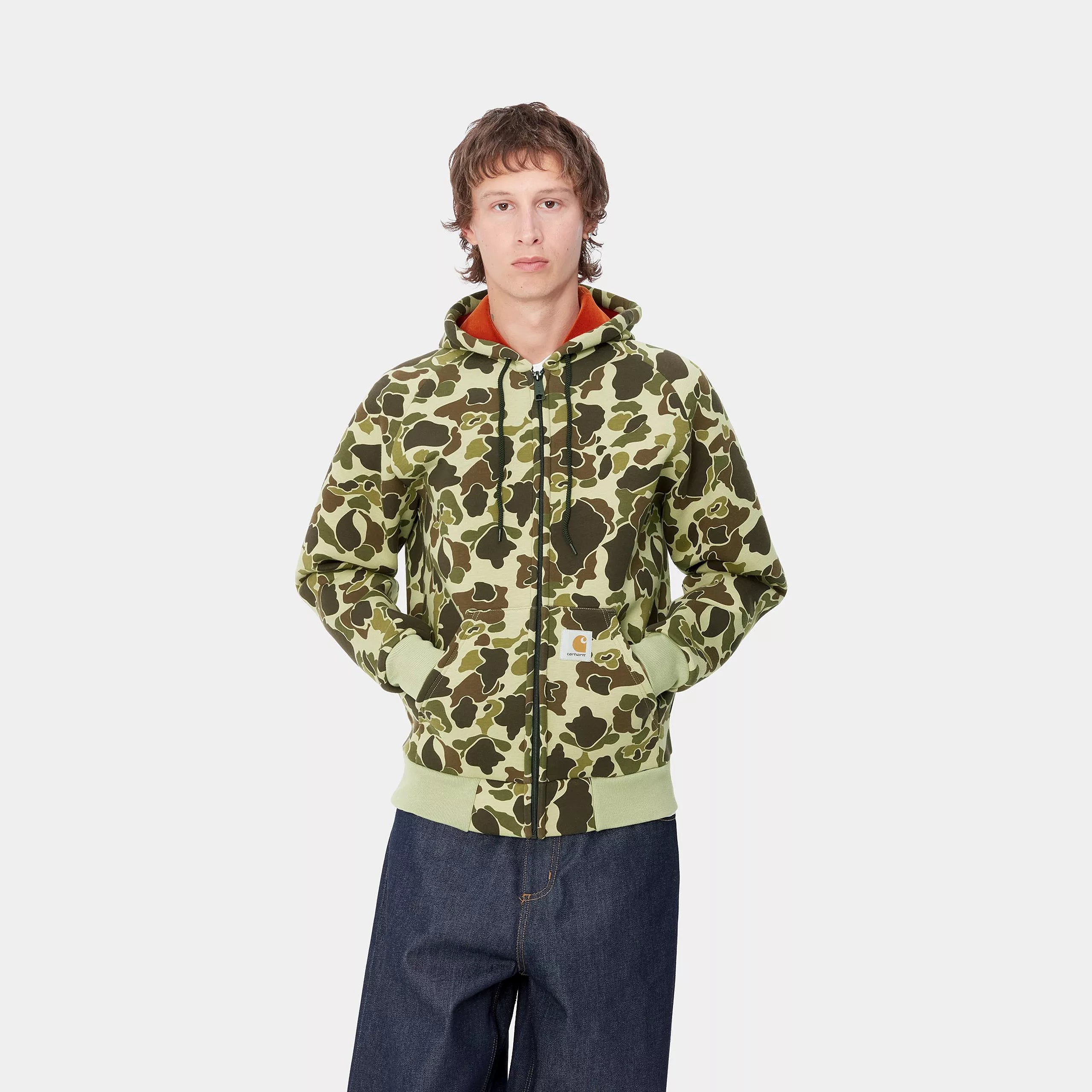 CAR-LUX HOODED JACKET - Camo Duck, Green / Turmeric