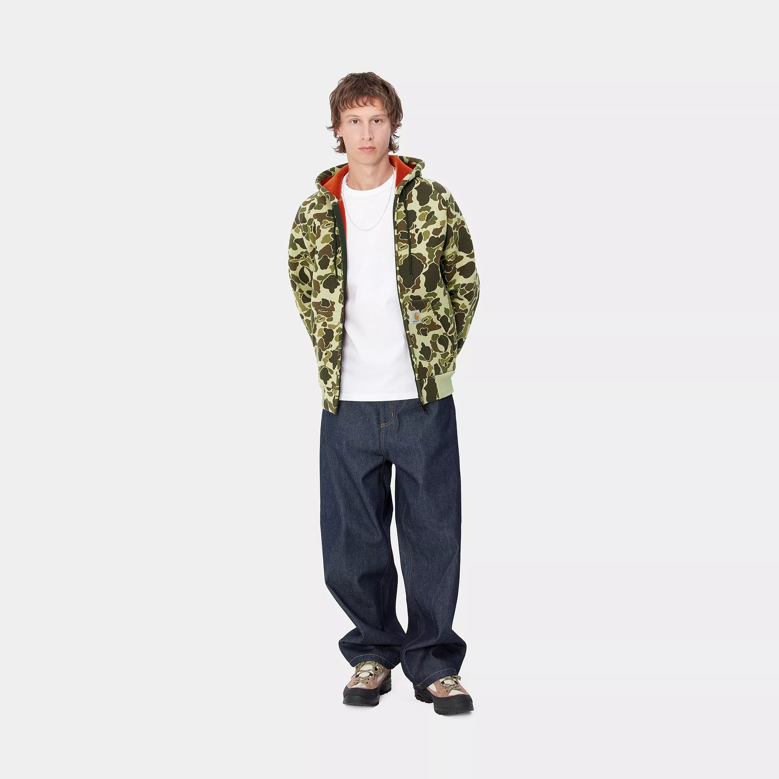 CAR-LUX HOODED JACKET - Camo Duck, Green / Turmeric