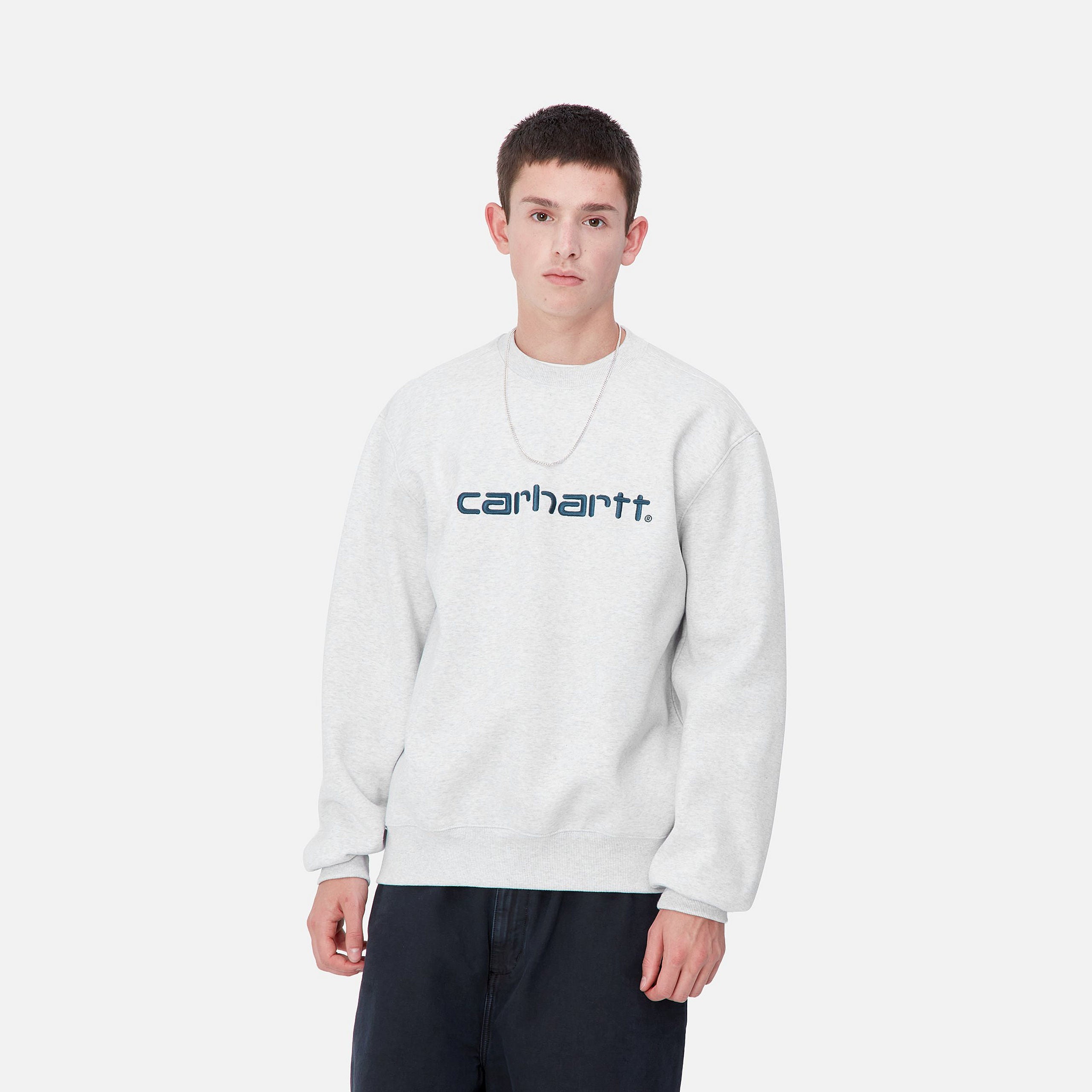 CARHARTT SWEAT - Ash Heather / Duck Blue