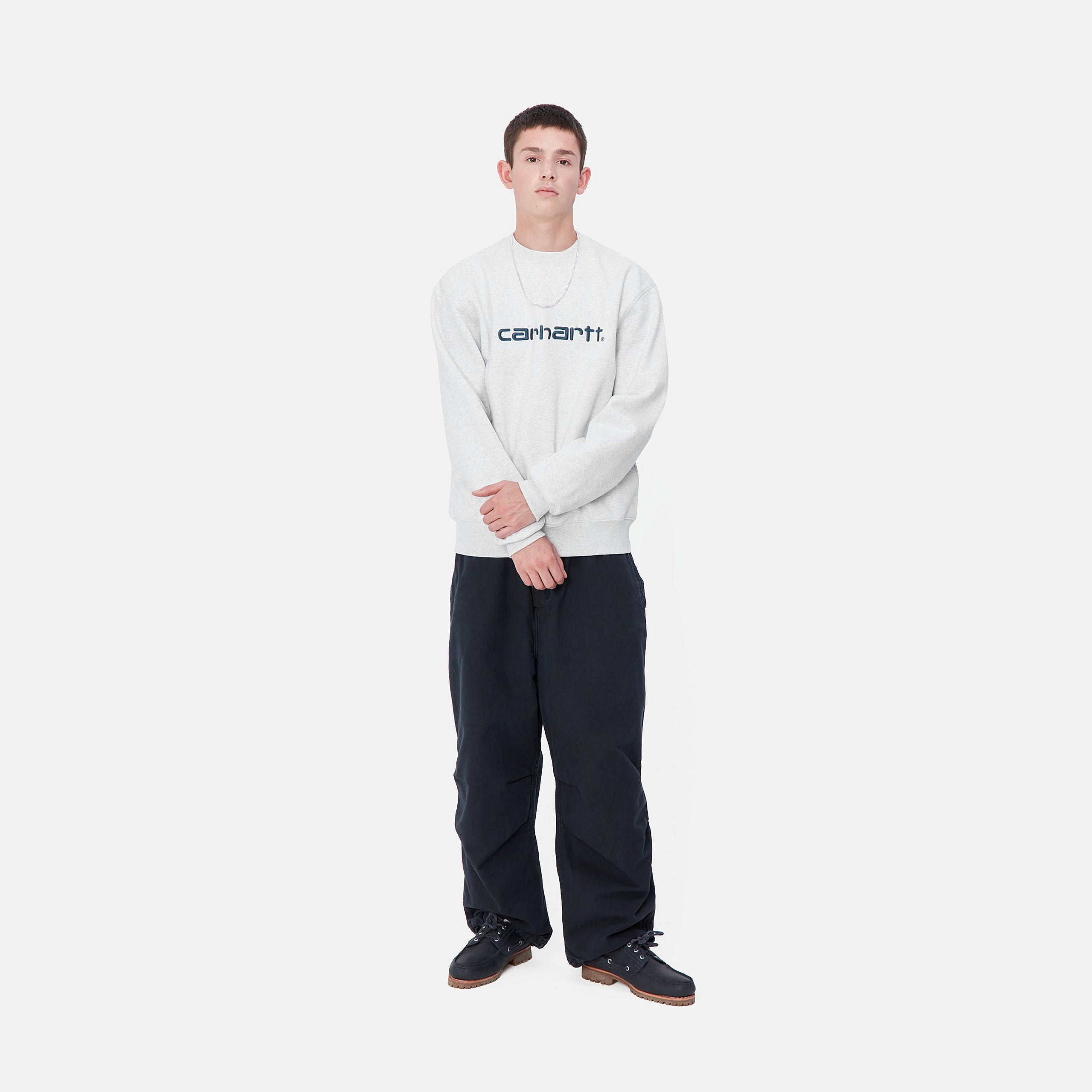 CARHARTT SWEAT - Ash Heather / Duck Blue