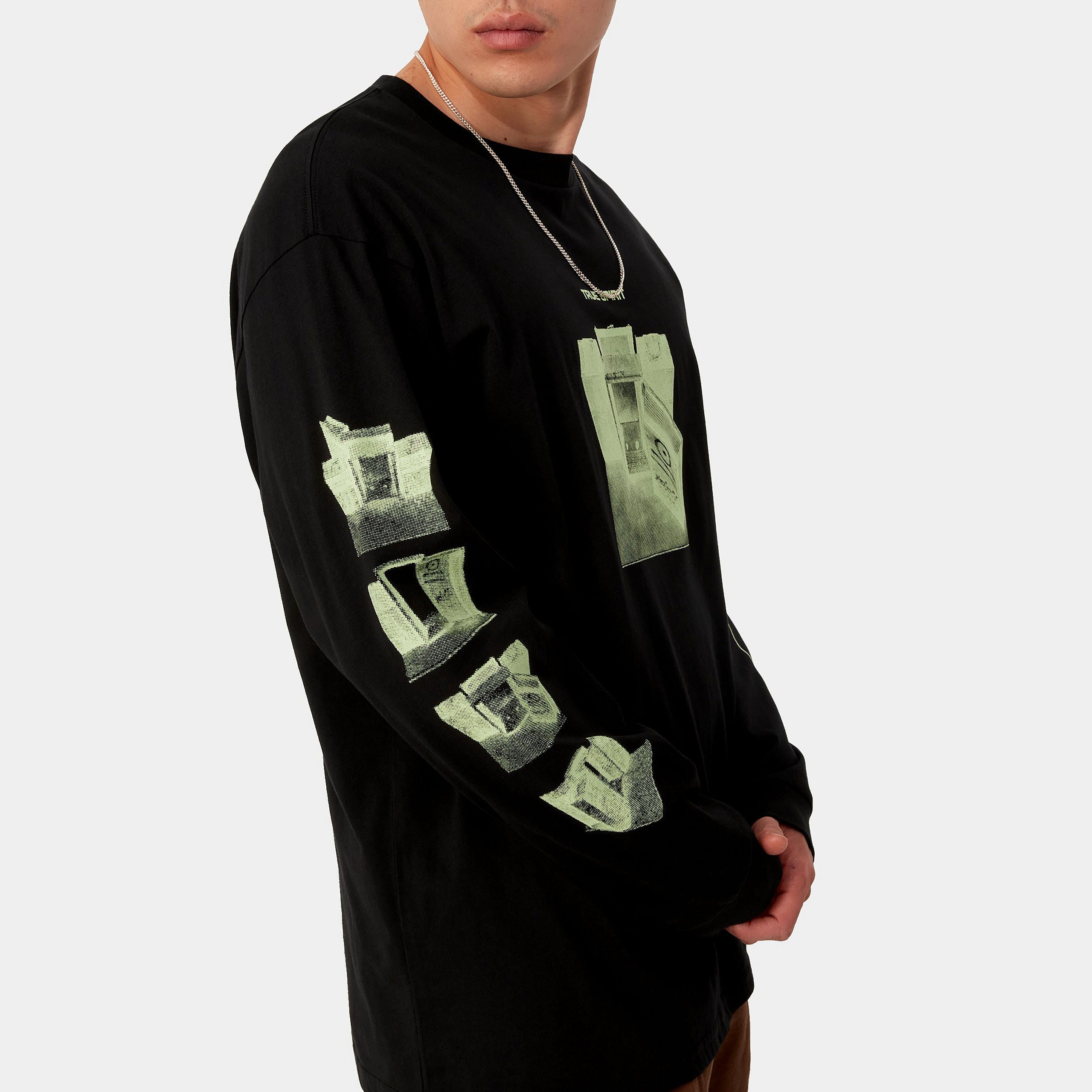 TRESOR TRUE SPIRIT L/S T-SHIRT - Black / Glow Green 4
