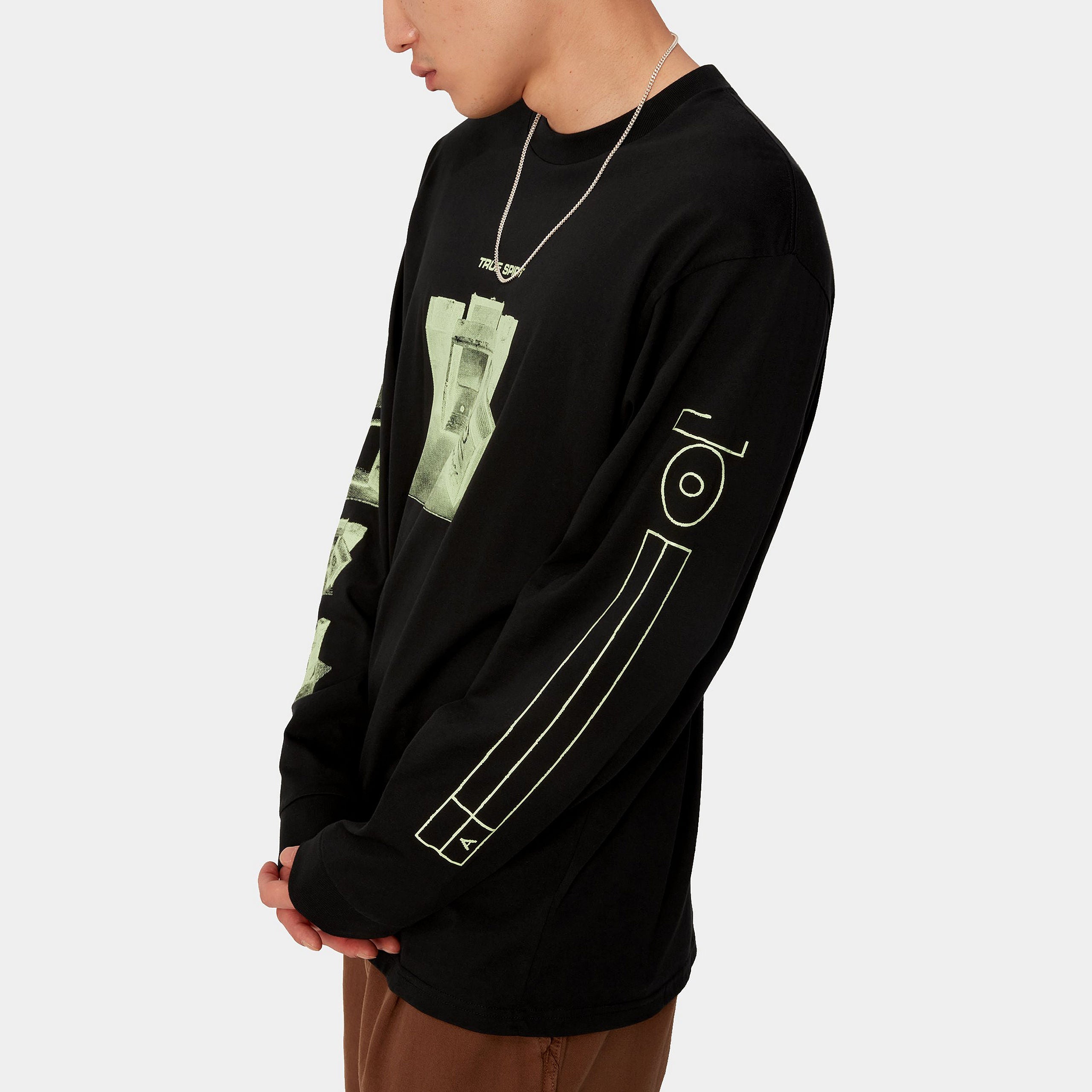 TRESOR TRUE SPIRIT L/S T-SHIRT - Black / Glow Green 5