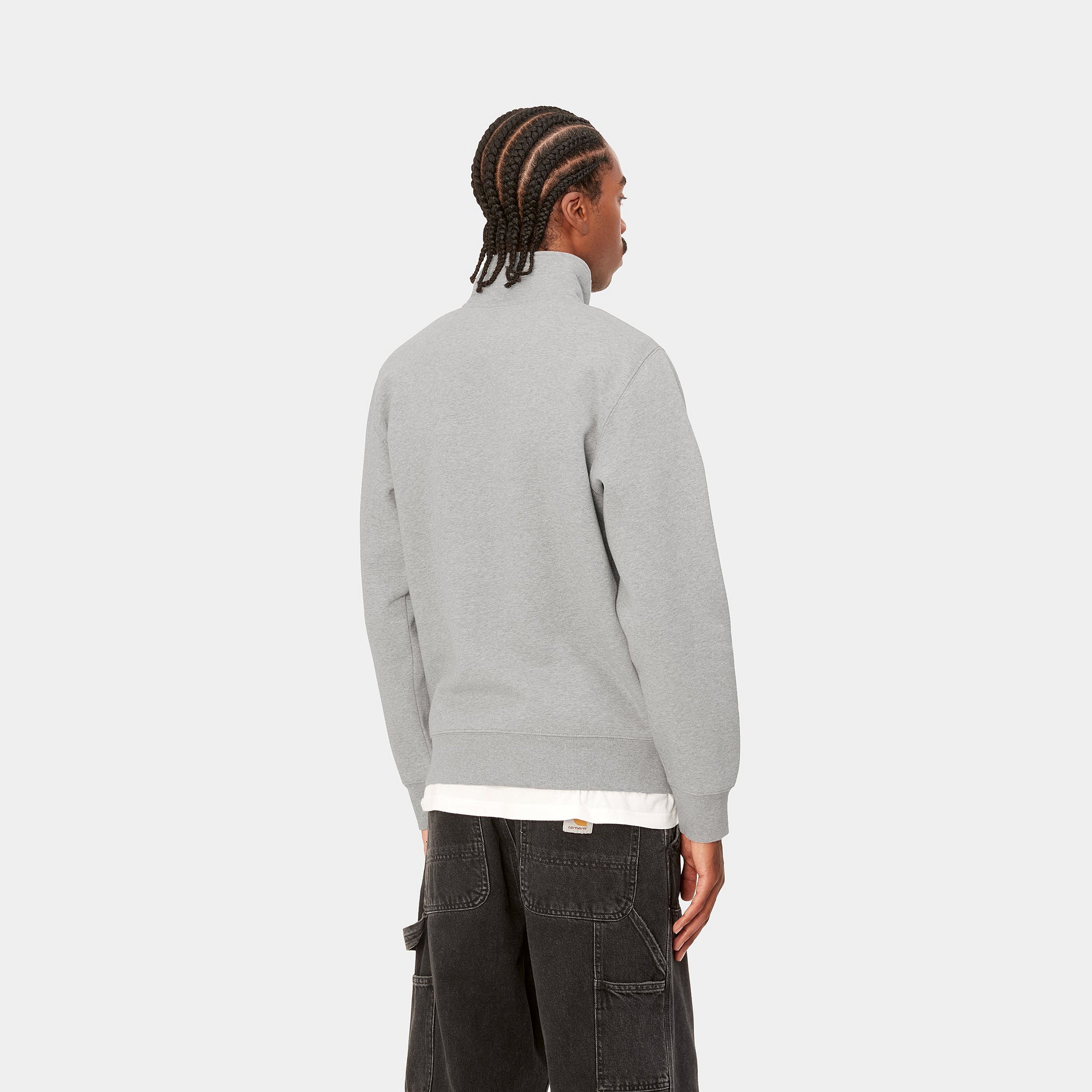 CHASE NECK ZIP SWEATSHIRT - Grey Heather / Gold