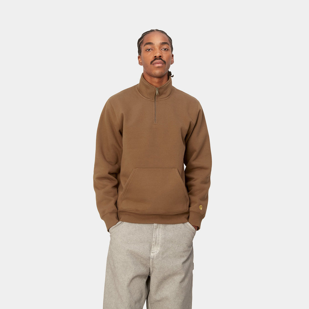 カーハート Carhartt WIP chase half zip sweatshirt in brown メンズ-