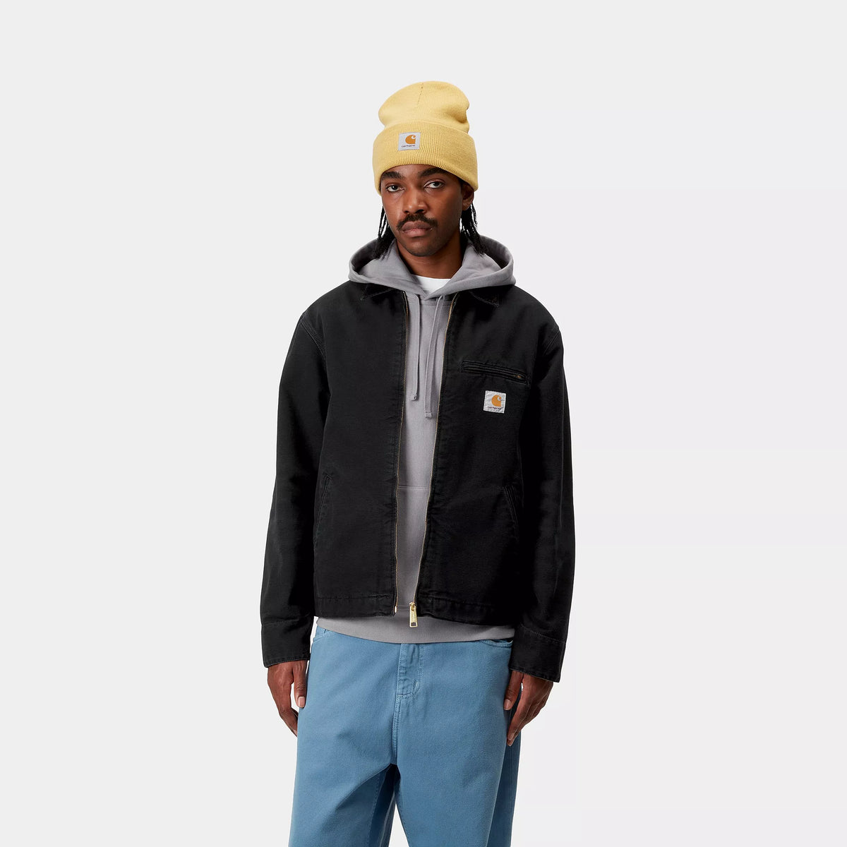 DETROIT JACKET - Black / Black (stone canvas) 2