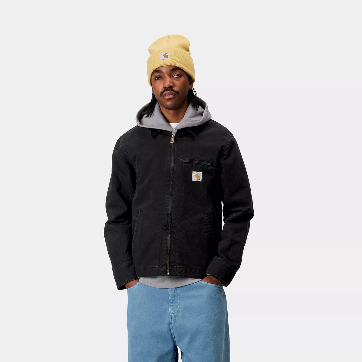 DETROIT JACKET - Black / Black (stone canvas) 4