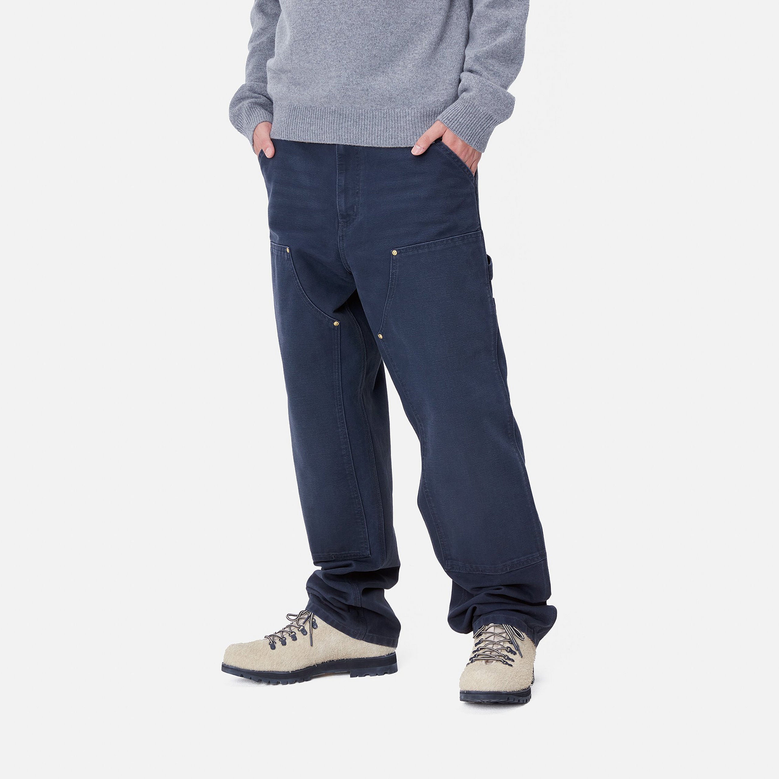 DOUBLE KNEE PANT - Air Force Blue (aged canvas)