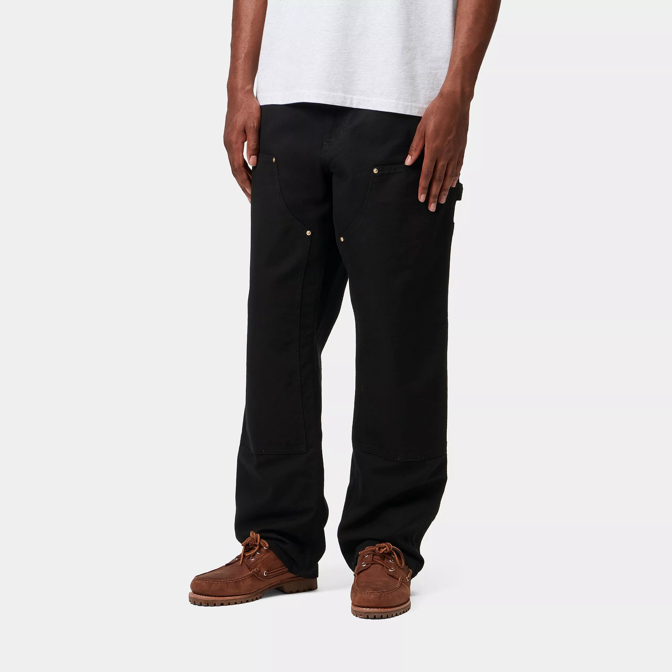 DOUBLE KNEE PANT  - Black (rinsed)