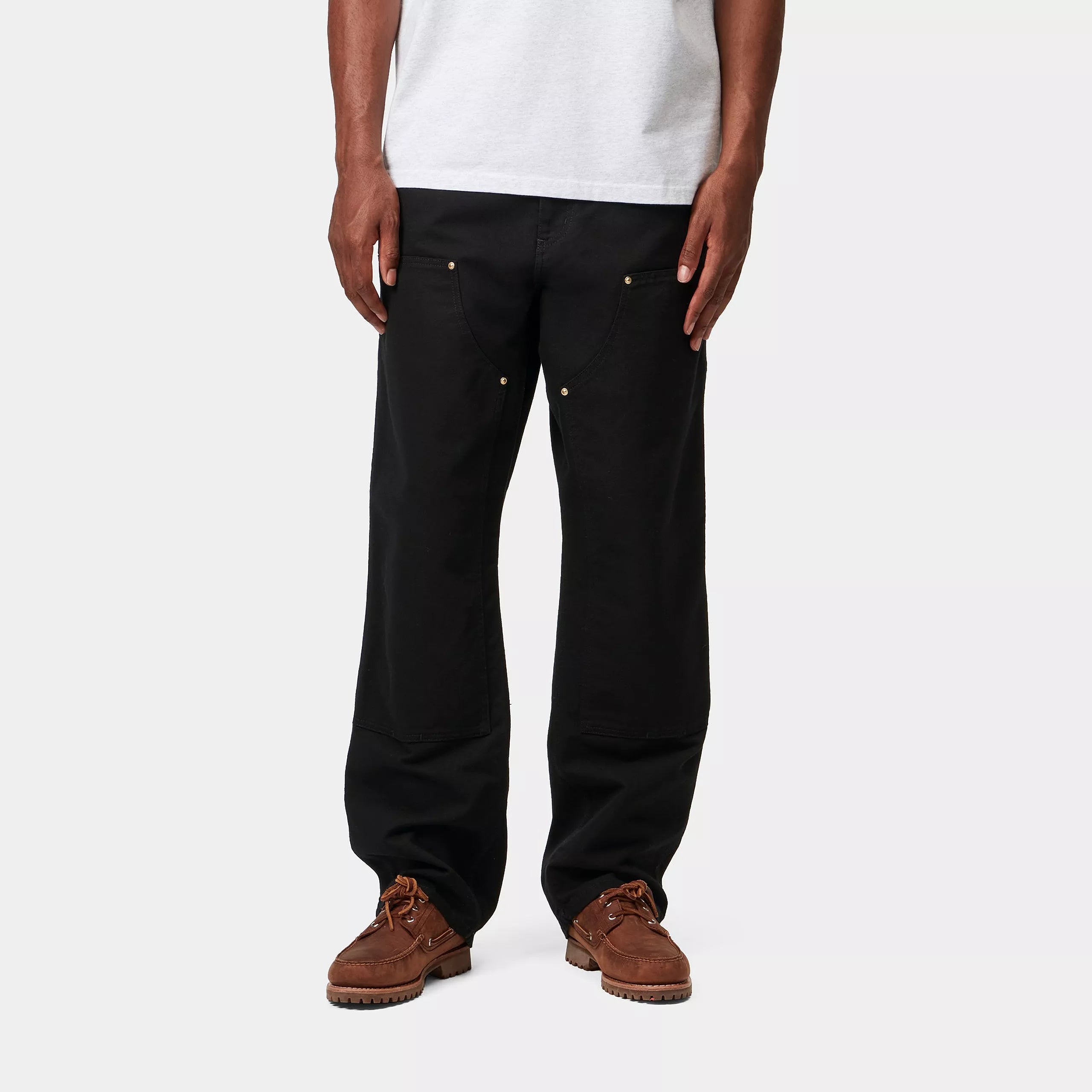 DOUBLE KNEE PANT  - Black (rinsed)