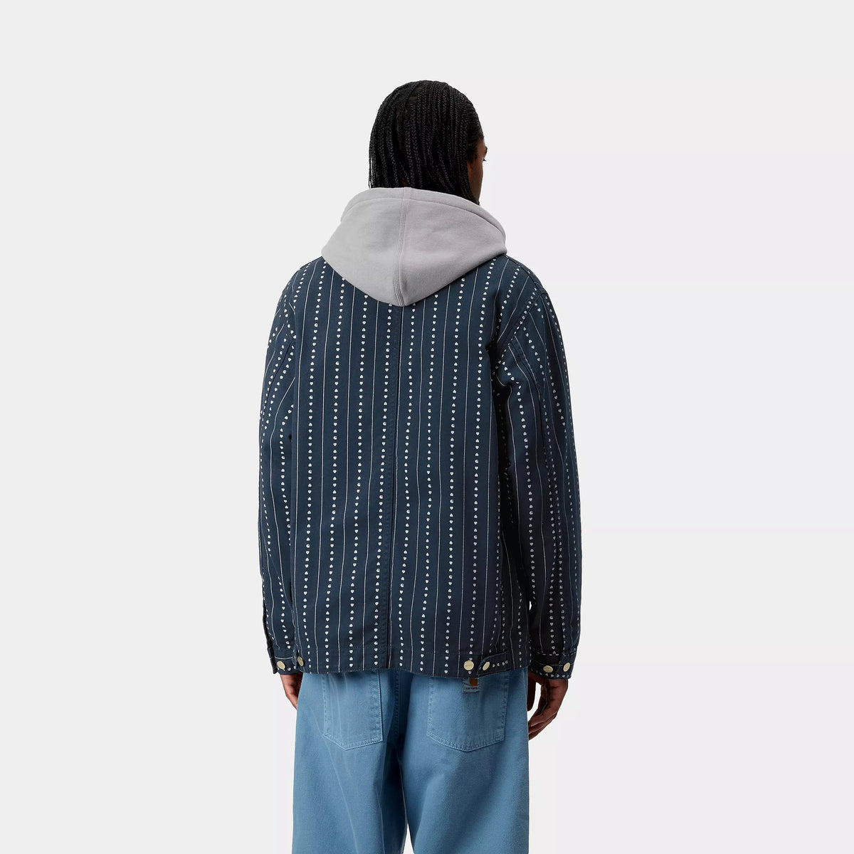 DREWE CHORE COAT - Heart C Pinstripe, Ink / Natural (rinsed) 3