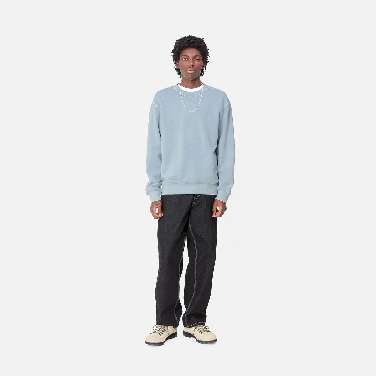 DUSTER SCRIPT SWEAT - Misty Sky (garment dyed) 4