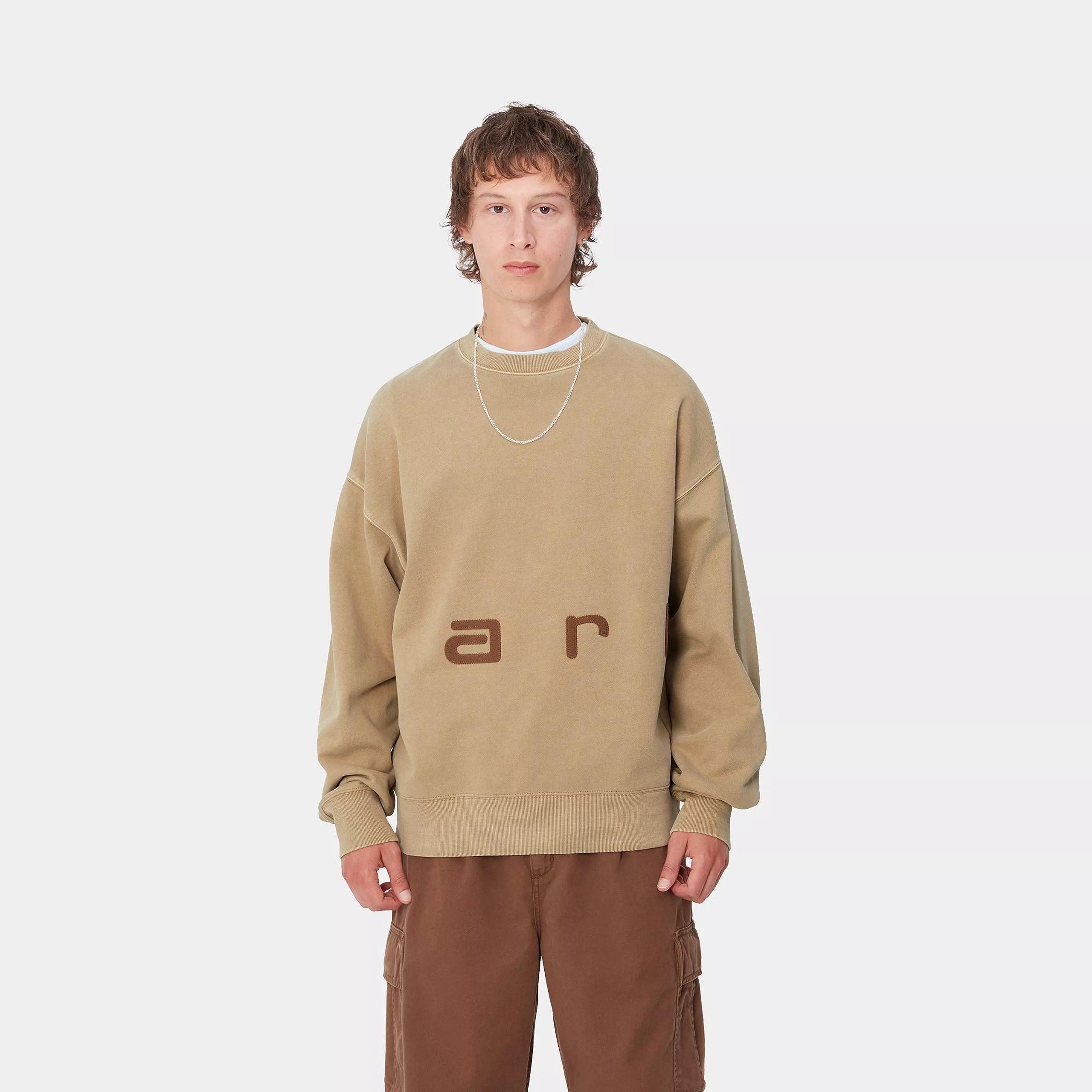 FELT SCRIPT SWEAT - Peanut / Tobacco