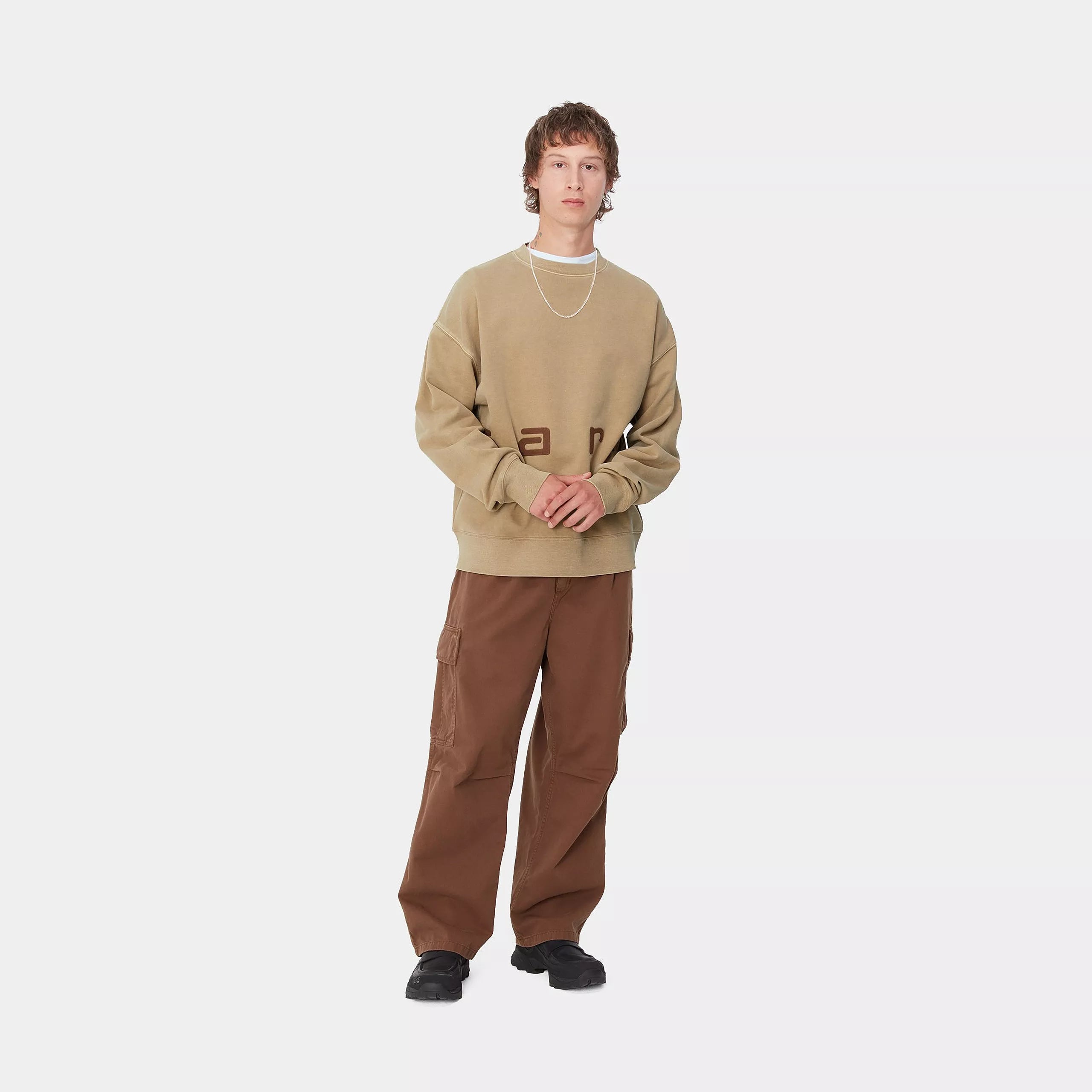 FELT SCRIPT SWEAT - Peanut / Tobacco