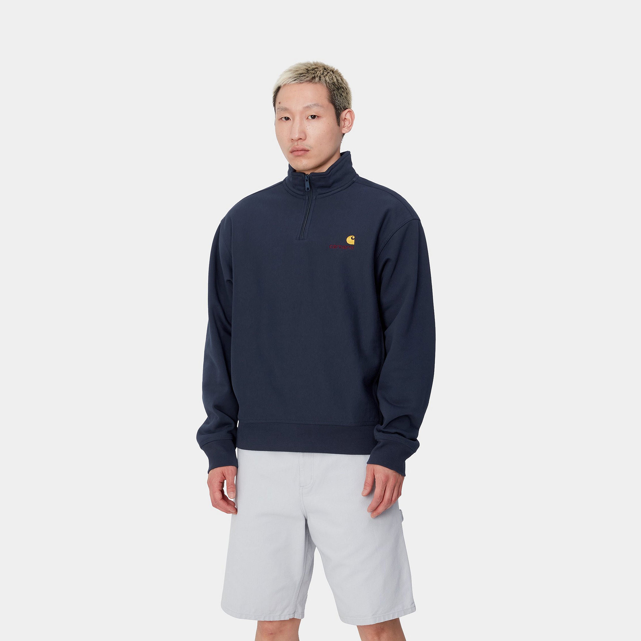 HALF ZIP AMERICAN SCRIPT SWEATSHIRT - Air Force Blue