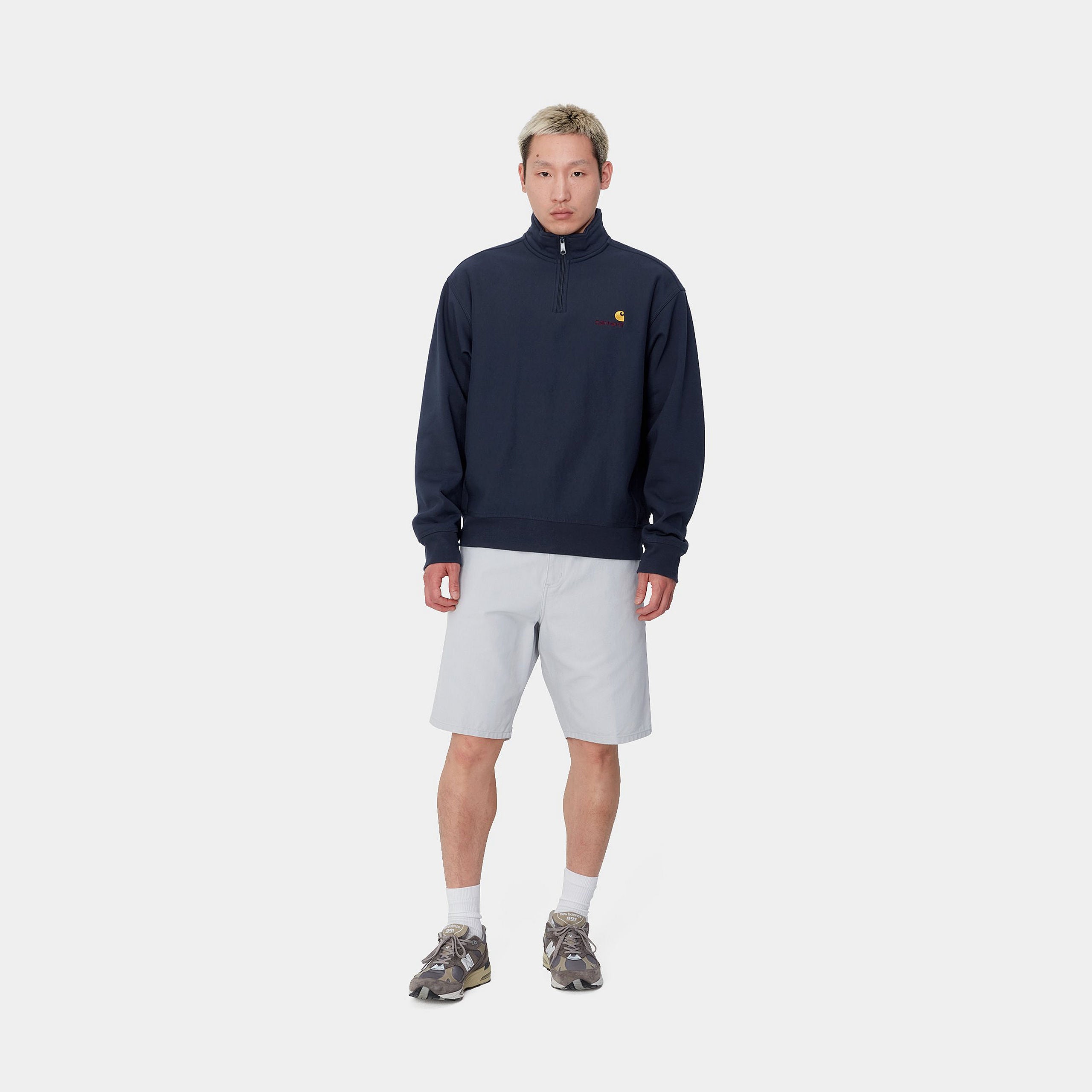 HALF ZIP AMERICAN SCRIPT SWEATSHIRT - Air Force Blue