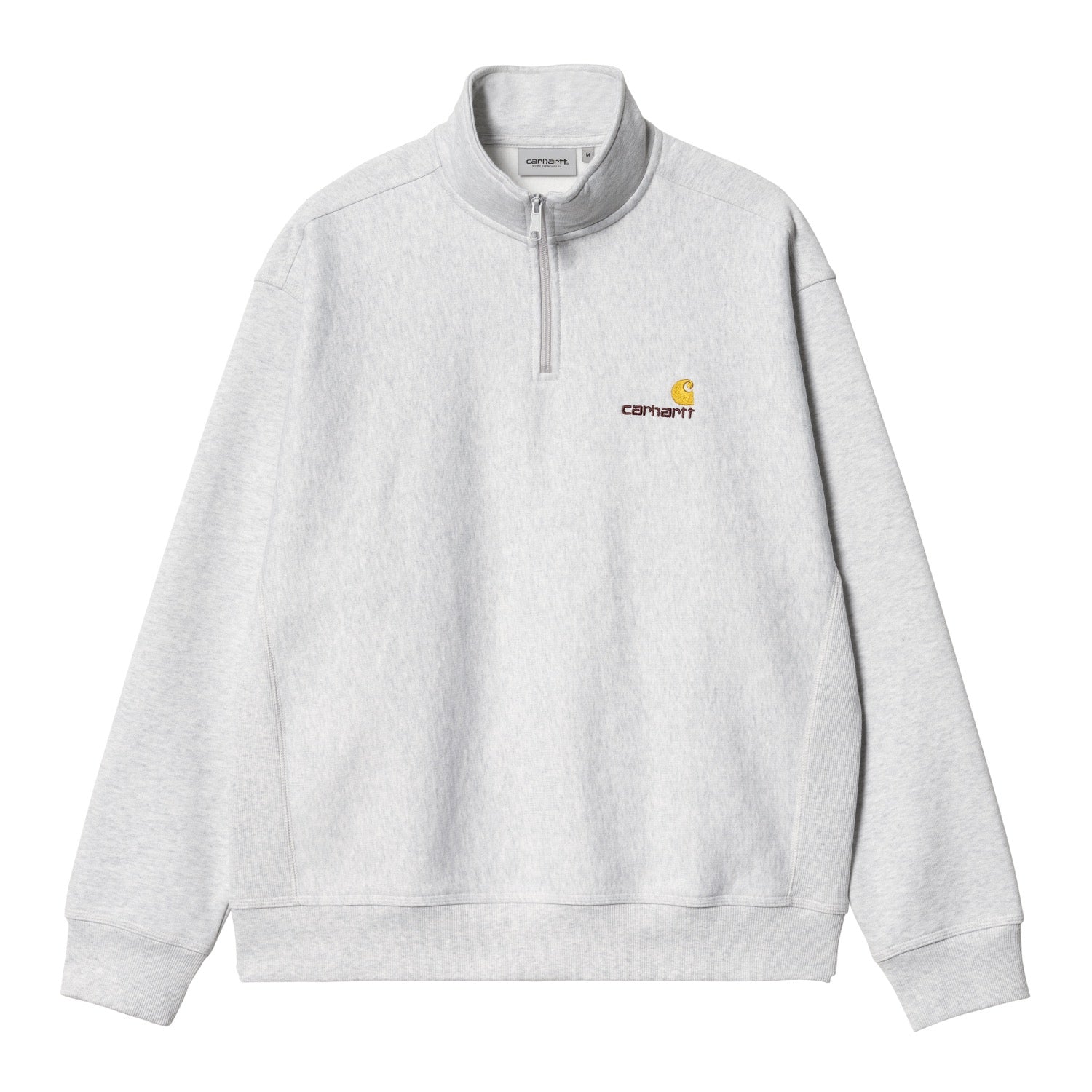 HALF ZIP AMERICAN SCRIPT SWEAT - Ash Heather