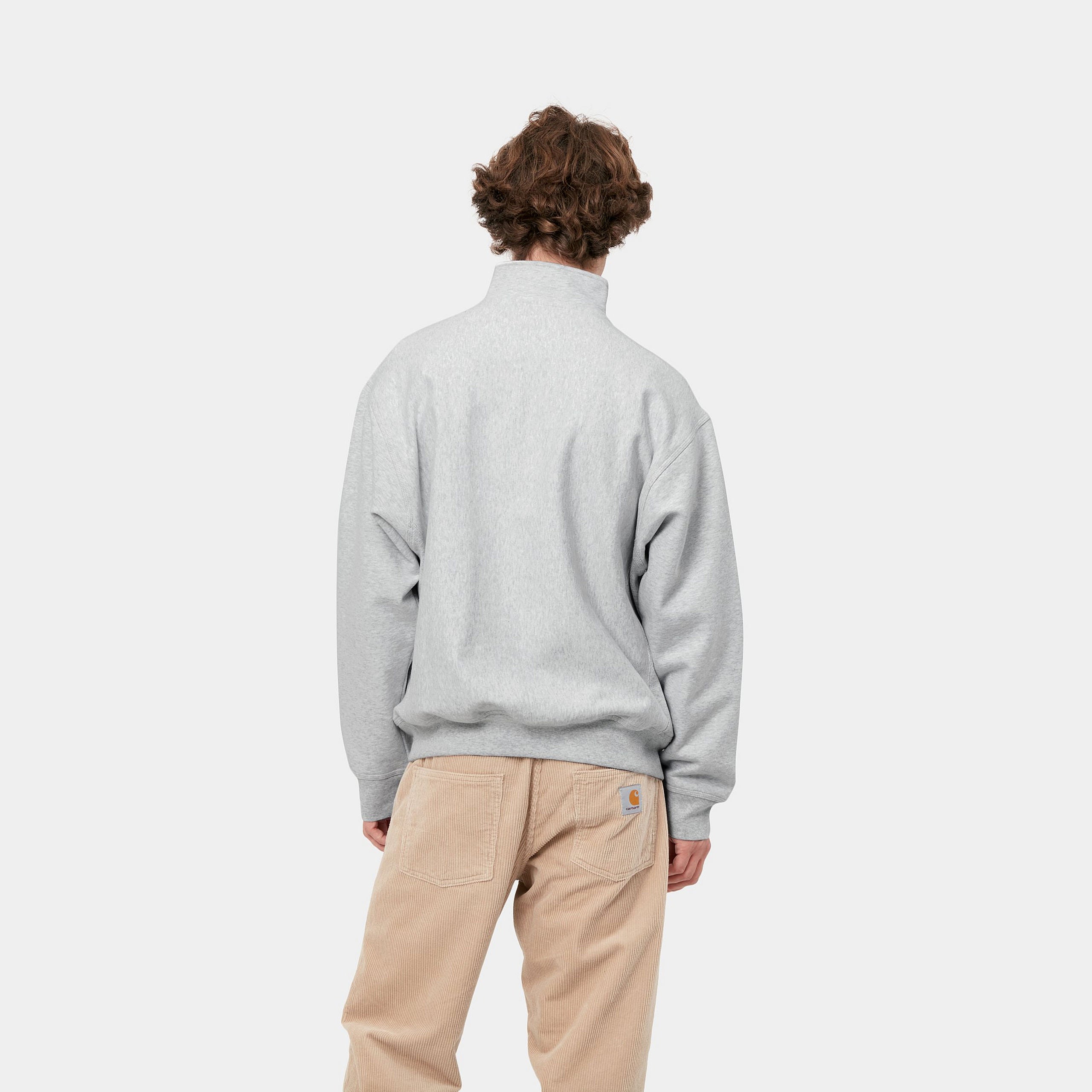 HALF ZIP AMERICAN SCRIPT SWEAT - Ash Heather