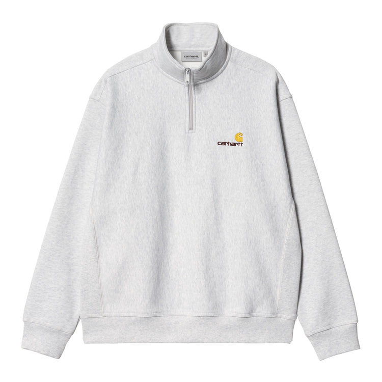 HALF ZIP AMERICAN SCRIPT SWEATSHIRT - Ash Heather