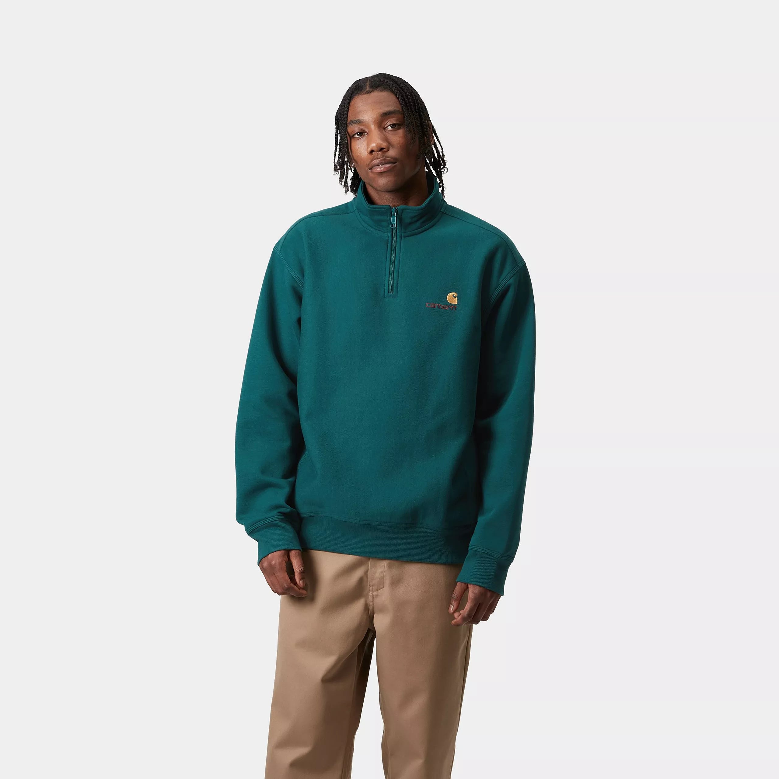 HALF ZIP AMERICAN SCRIPT SWEAT - Malachite