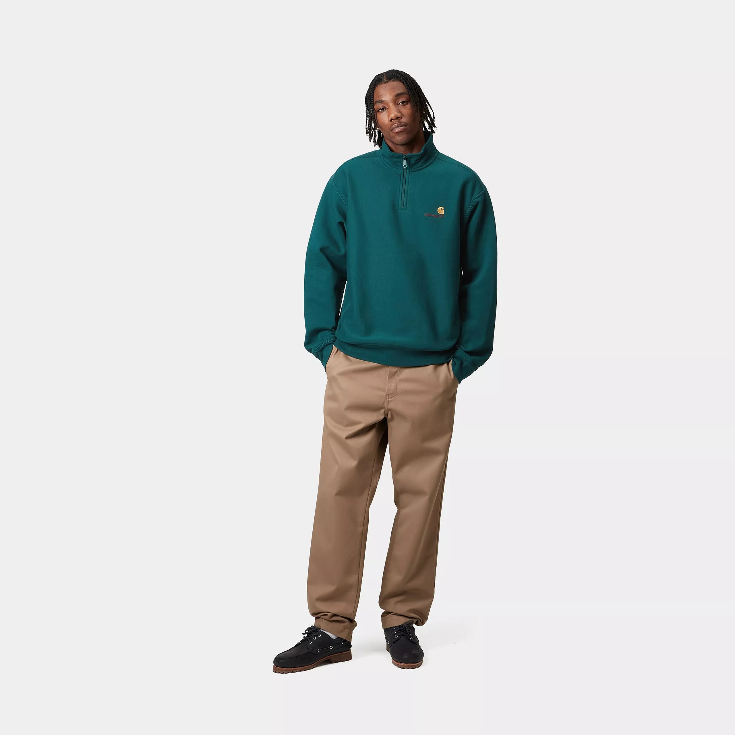 HALF ZIP AMERICAN SCRIPT SWEAT - Malachite