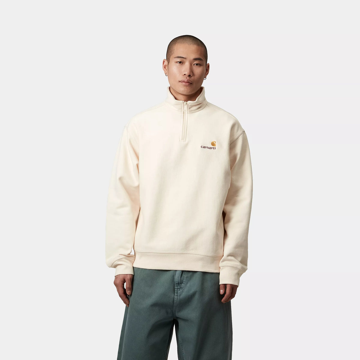 HALF ZIP AMERICAN SCRIPT SWEAT - Natural 2