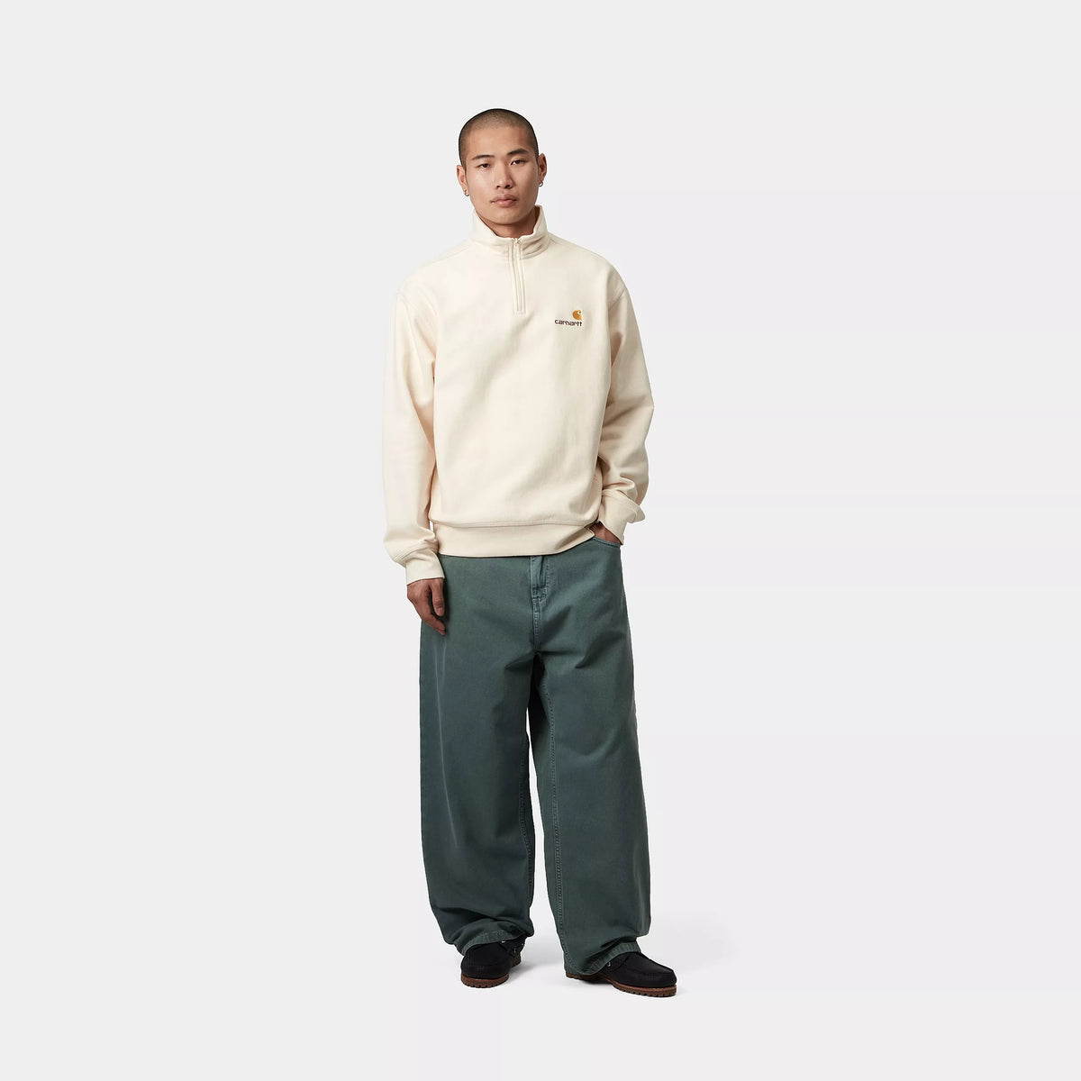 HALF ZIP AMERICAN SCRIPT SWEAT - Natural 4