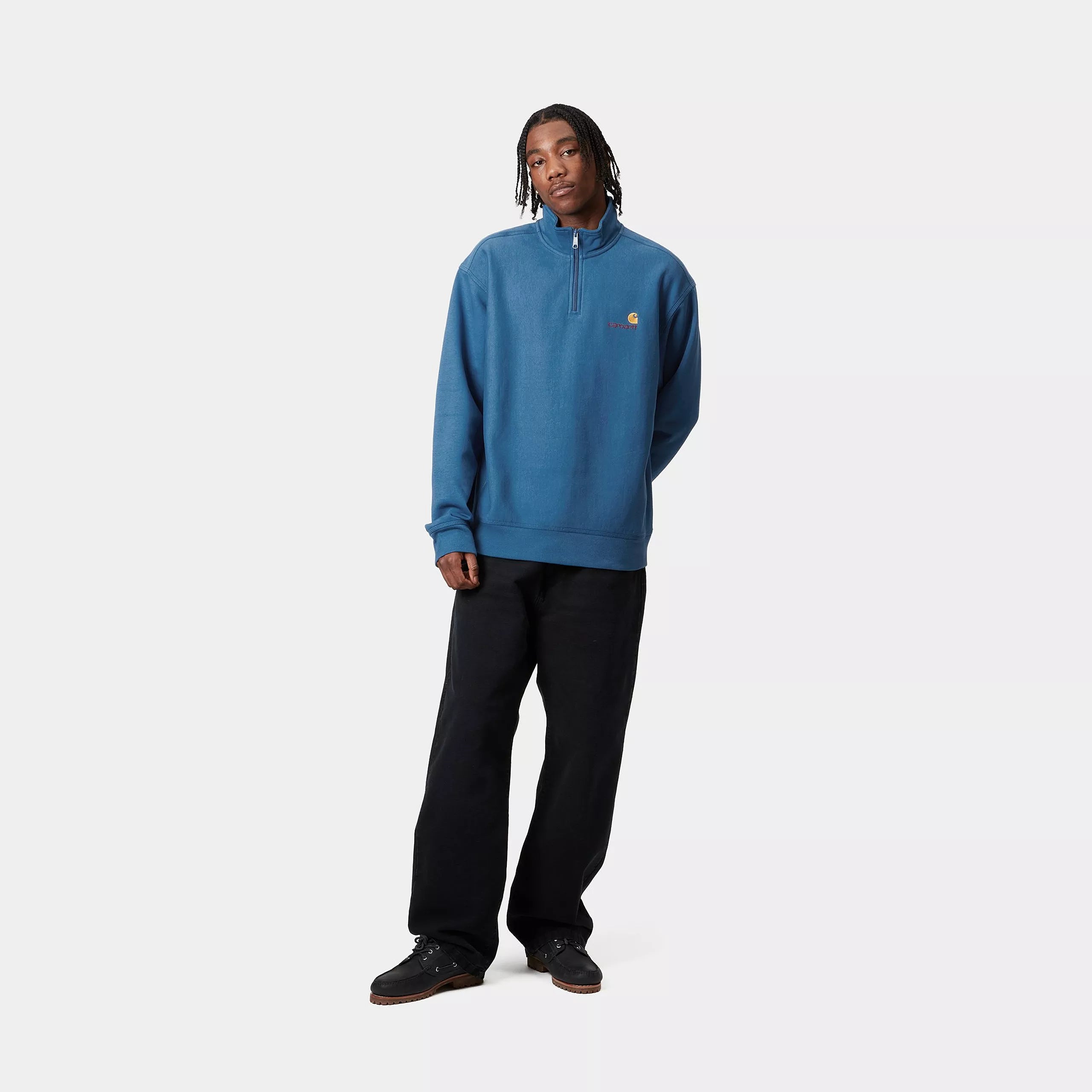 HALF ZIP AMERICAN SCRIPT SWEAT - Sodalite