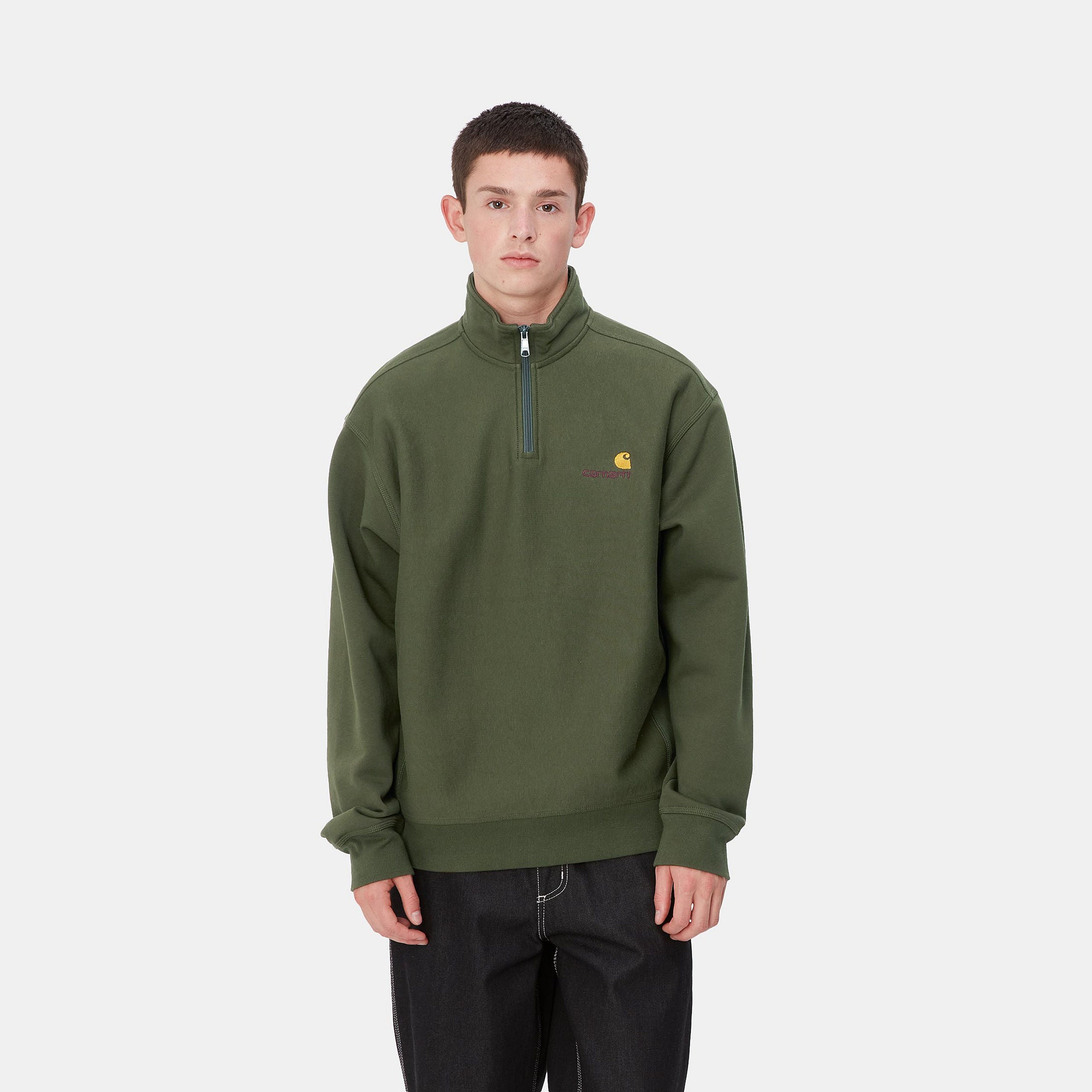 HALF ZIP AMERICAN SCRIPT SWEAT - Tarragon