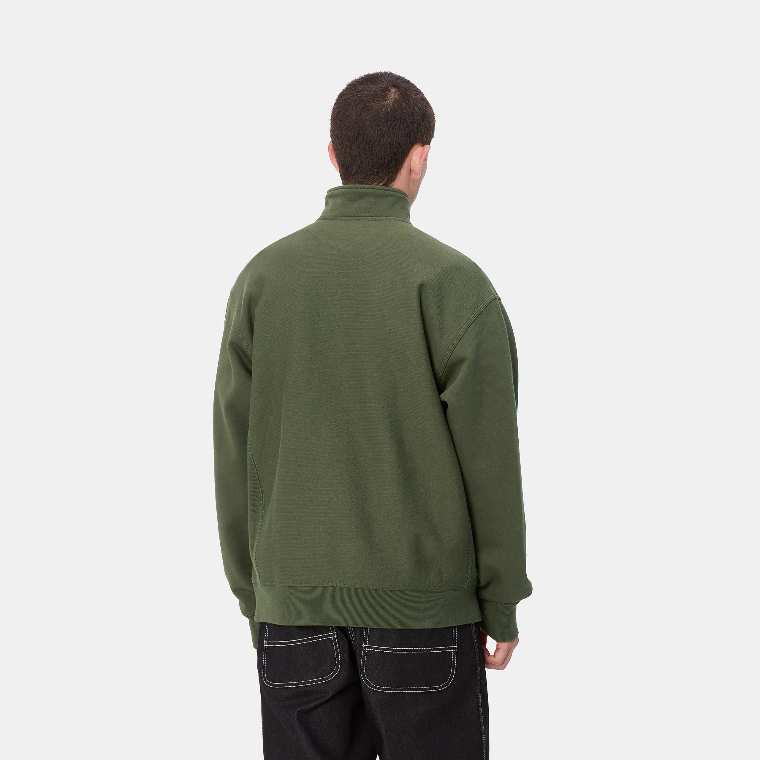 HALF ZIP AMERICAN SCRIPT SWEAT - Tarragon