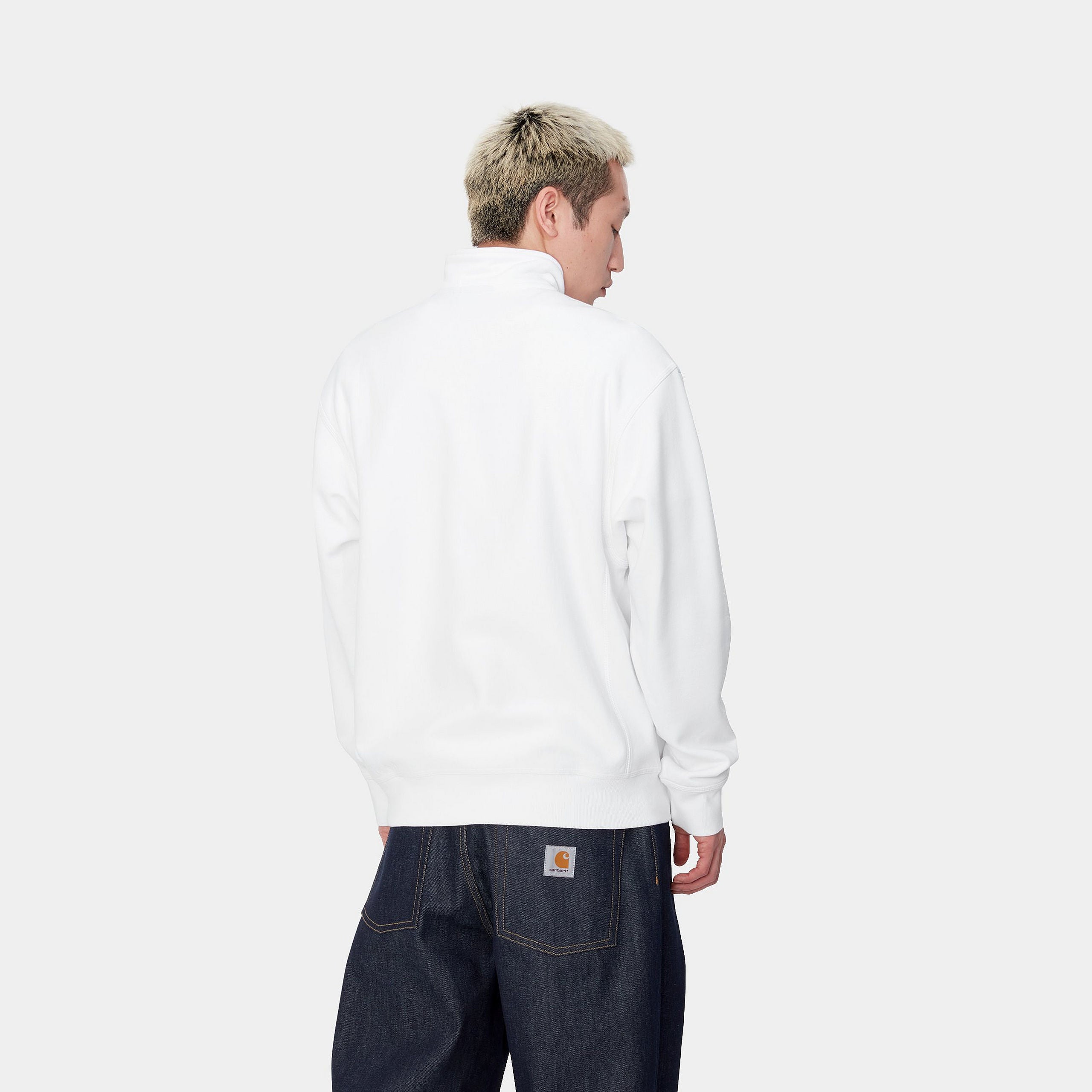 HALF ZIP AMERICAN SCRIPT SWEATSHIRT - White