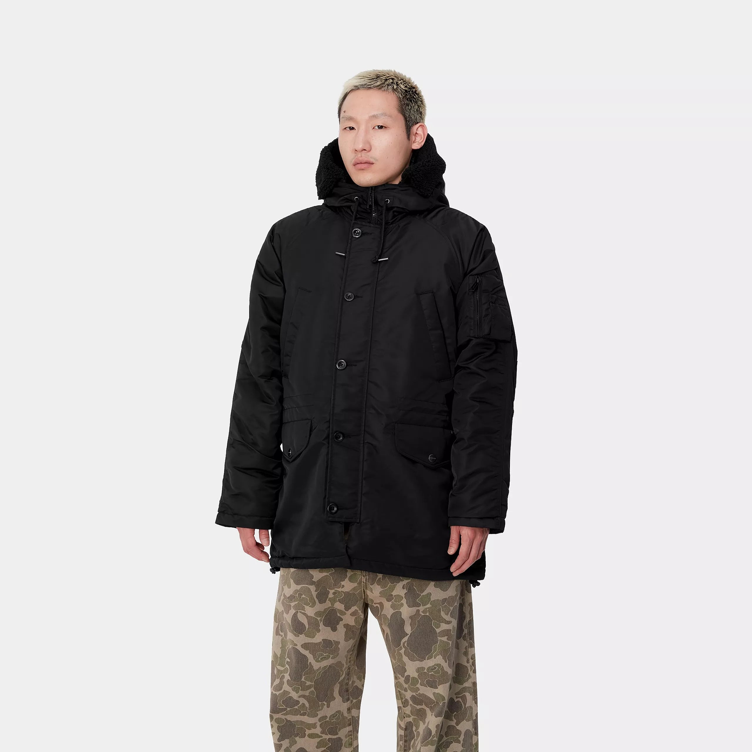 HOODED OLTEN PARKA - Black