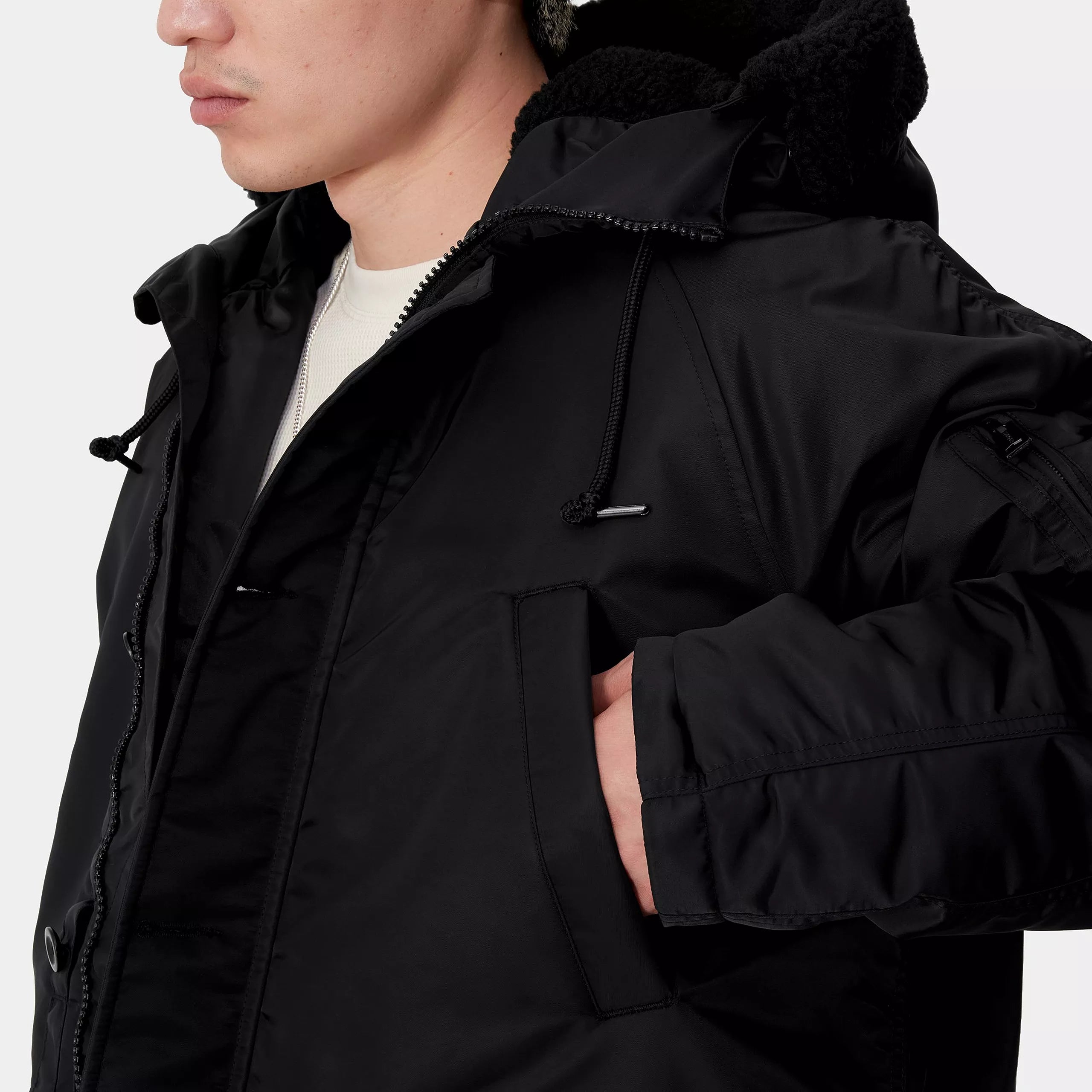 HOODED OLTEN PARKA - Black