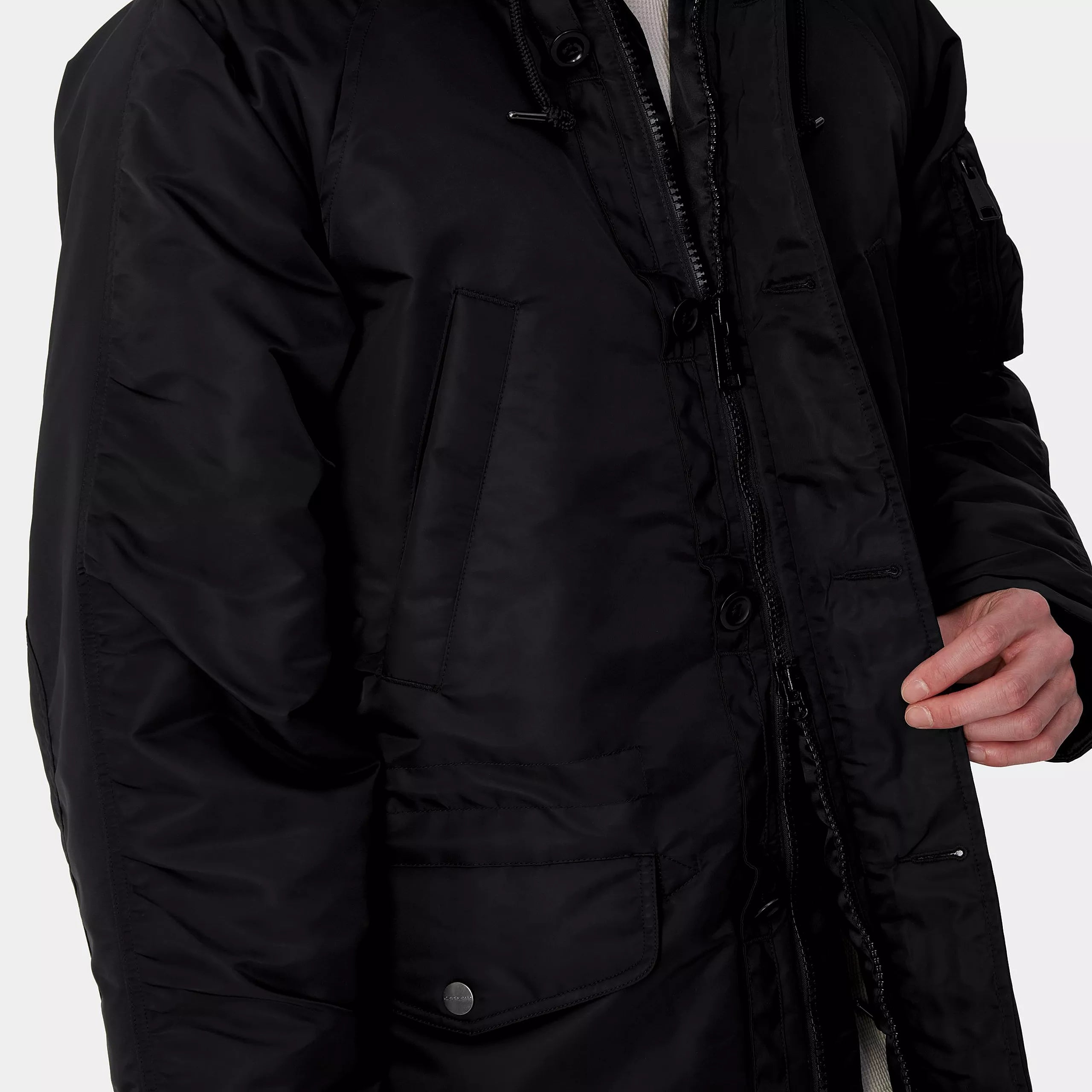 HOODED OLTEN PARKA - Black